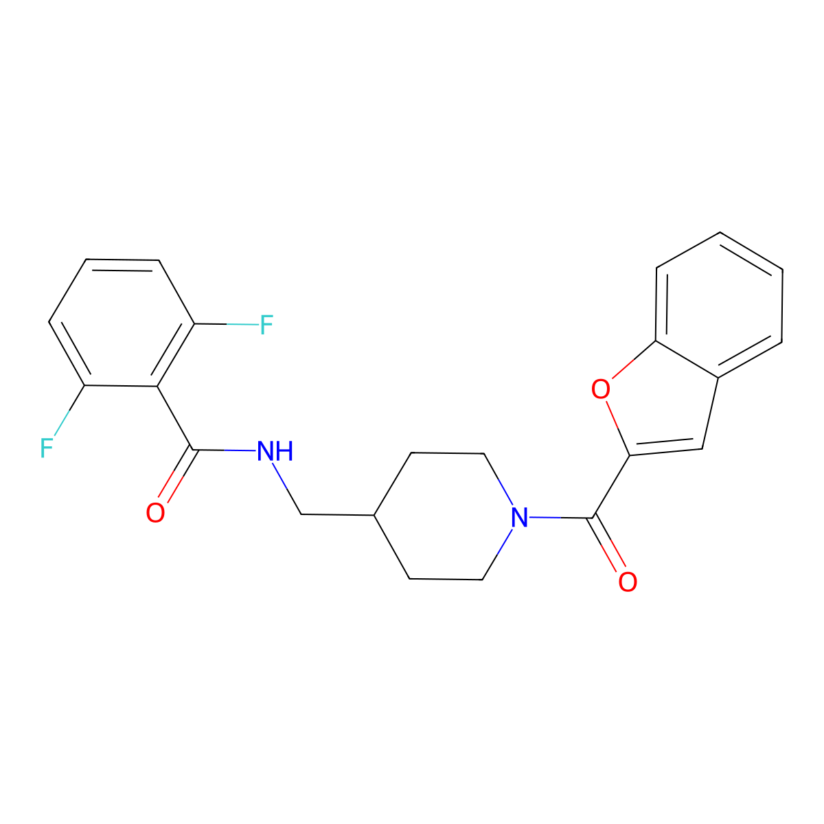 N-((1-(benzofuran-2-carbonyl)piperidin-4-yl)methyl)-2,6-difluorobenzamide molecular structure, CAS 1323632-16-1