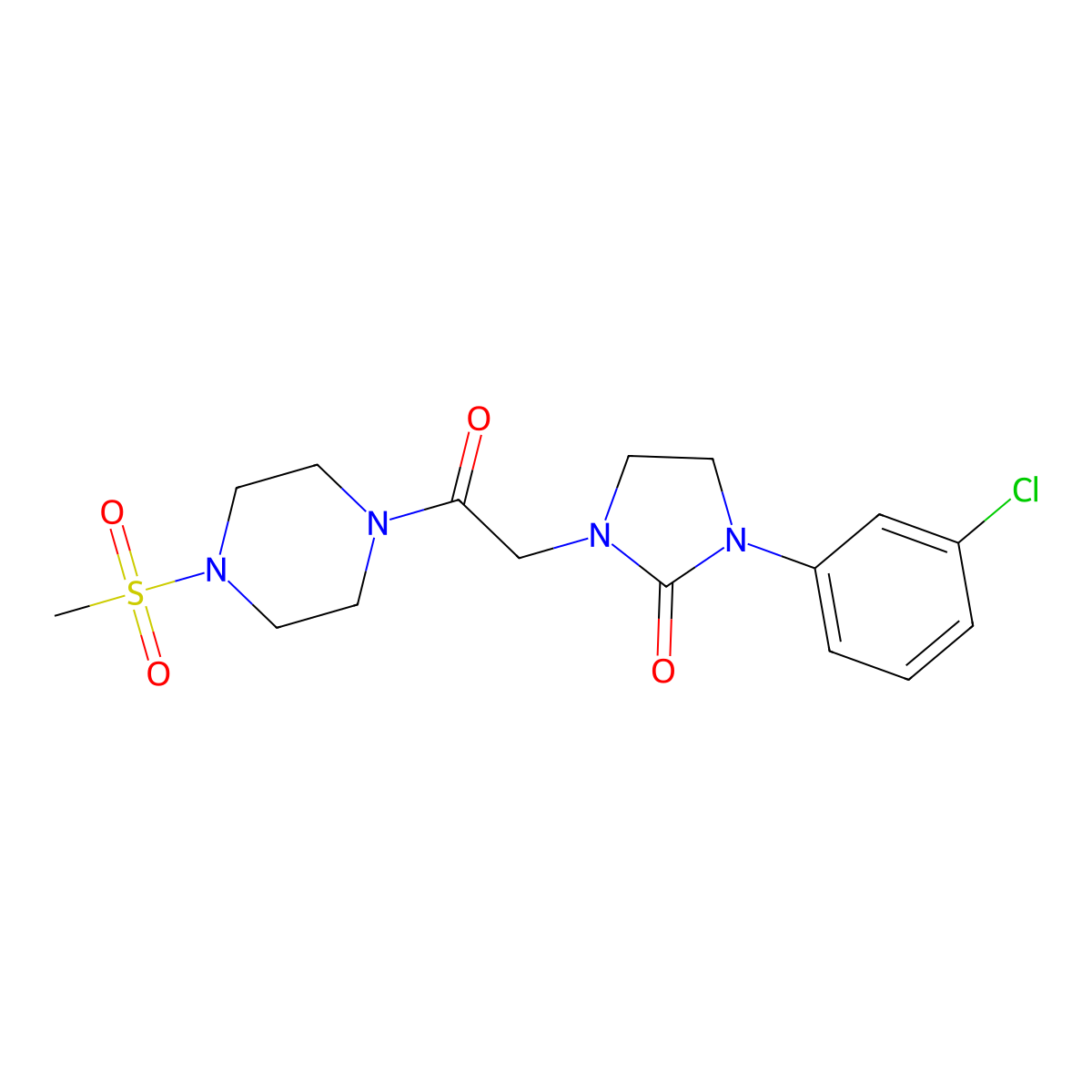 1-(3-Chlorophenyl)-3-(2-(4-(methylsulfonyl)piperazin-1-yl)-2-oxoethyl)imidazolidin-2-one molecular structure, CAS 1323645-16-4