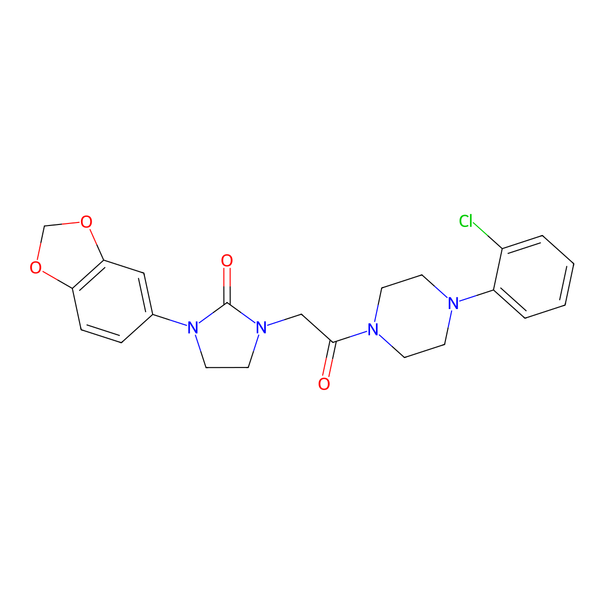 1-(Benzo[d][1,3]dioxol-5-yl)-3-(2-(4-(2-chlorophenyl)piperazin-1-yl)-2-oxoethyl)imidazolidin-2-one molecular structure, CAS 1323650-98-1