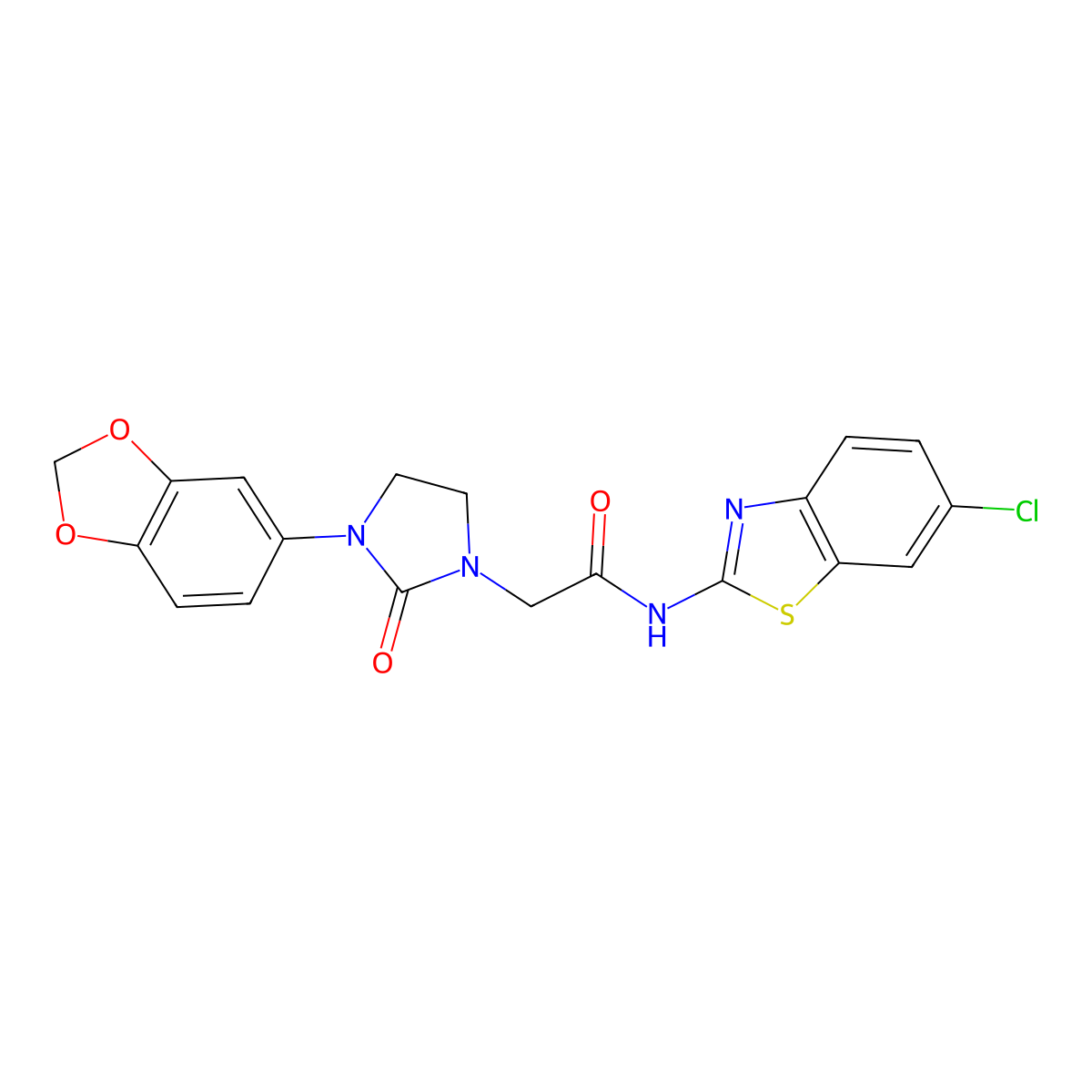 2-(3-(benzo[d][1,3]dioxol-5-yl)-2-oxoimidazolidin-1-yl)-N-(6-chlorobenzo[d]thiazol-2-yl)acetamide molecular structure, CAS 1323651-11-1
