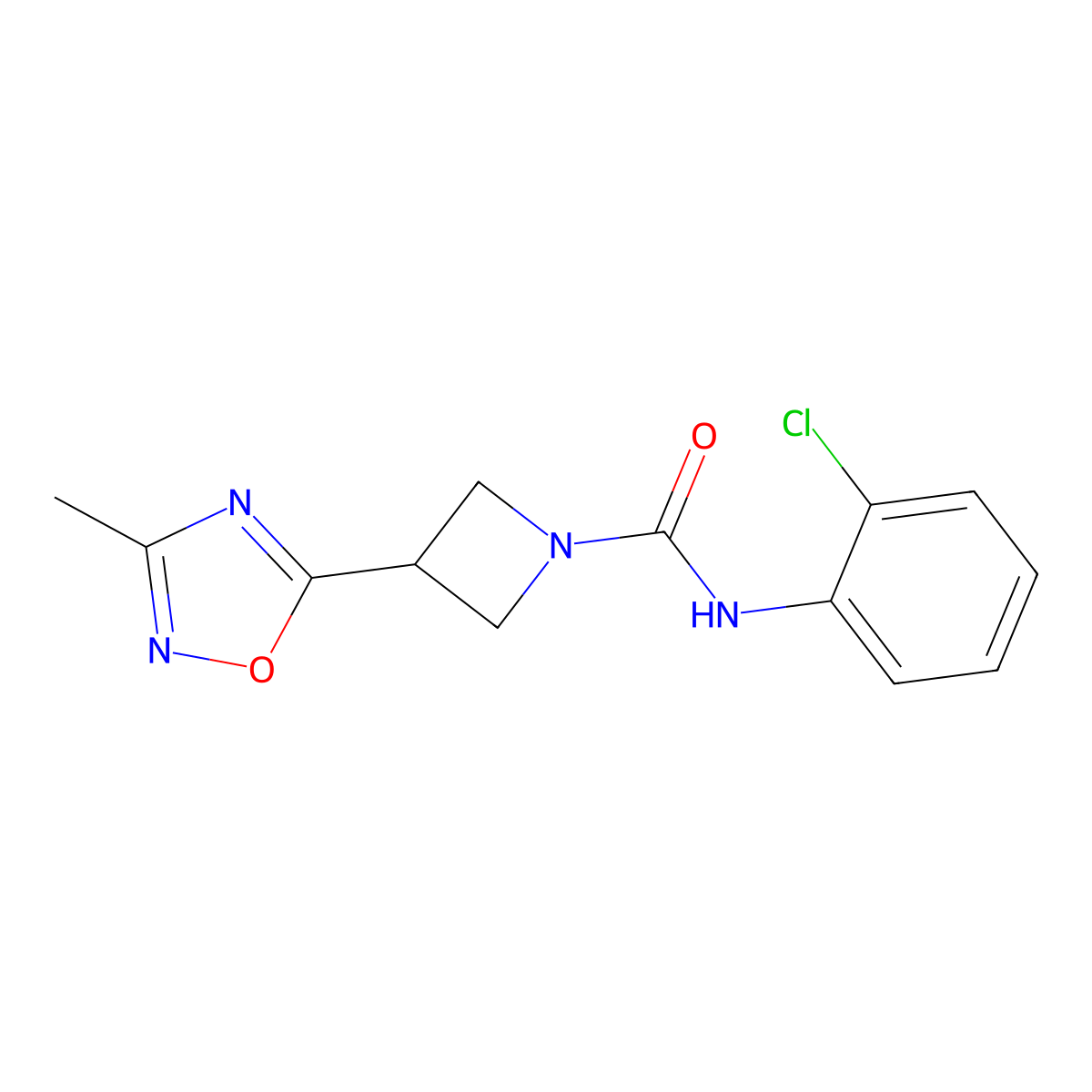 N-(2-chlorophenyl)-3-(3-methyl-1,2,4-oxadiazol-5-yl)azetidine-1-carboxamide molecular structure, CAS 1323657-88-0
