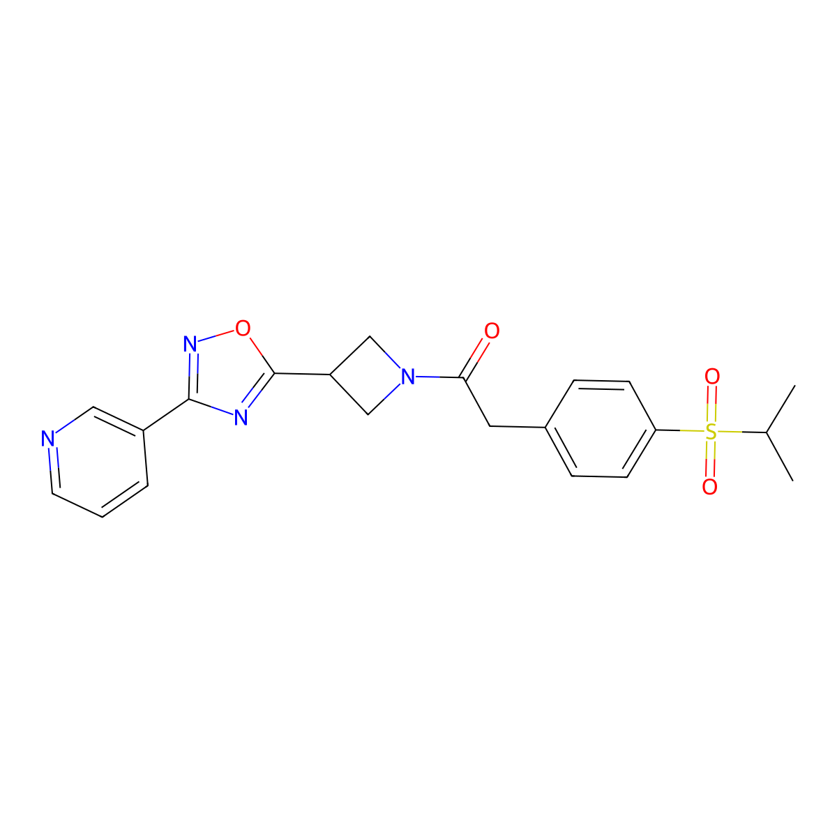 2-(4-(Isopropylsulfonyl)phenyl)-1-(3-(3-(pyridin-3-yl)-1,2,4-oxadiazol-5-yl)azetidin-1-yl)ethanone molecular structure, CAS 1323658-25-8