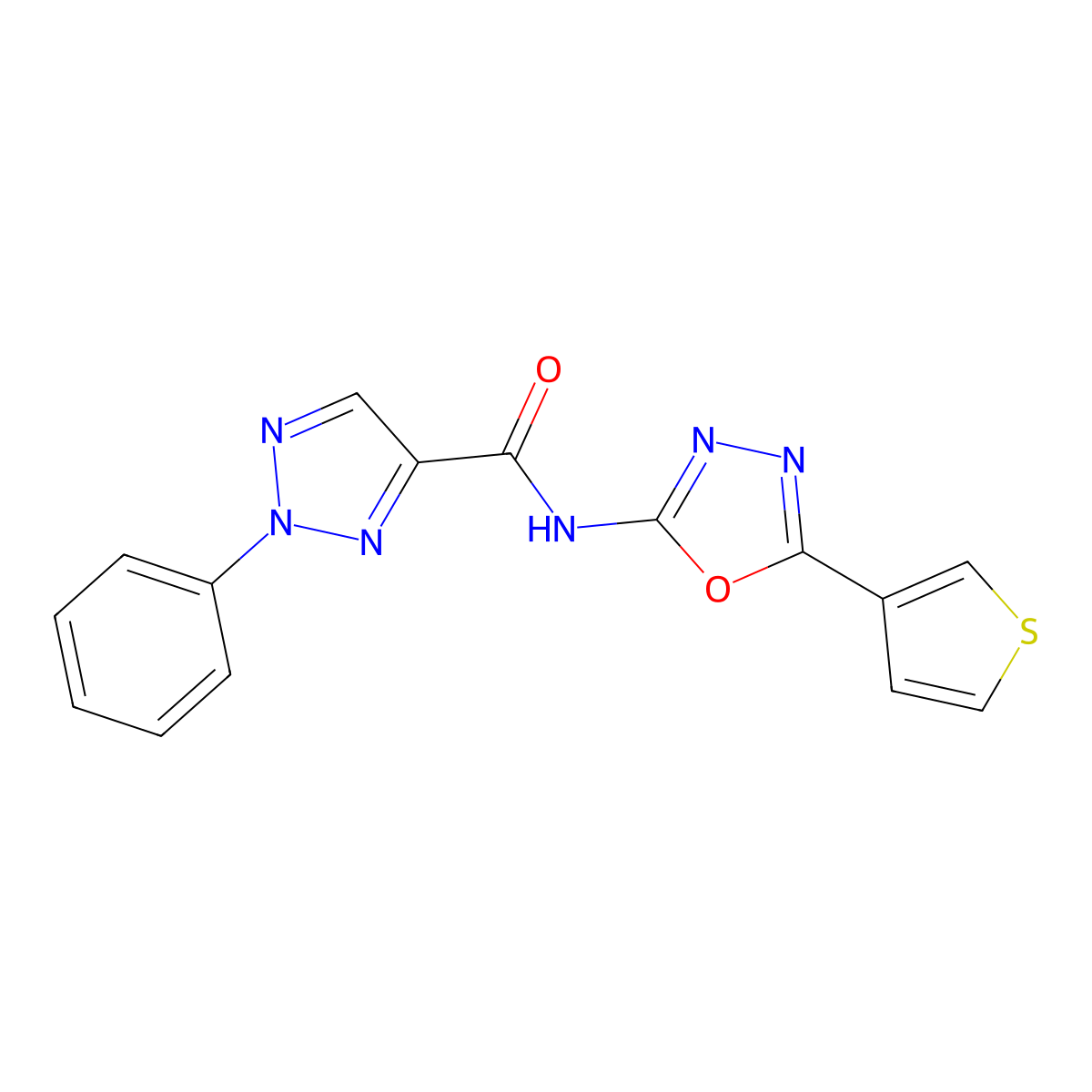 2-phenyl-N-(5-(thiophen-3-yl)-1,3,4-oxadiazol-2-yl)-2H-1,2,3-triazole-4-carboxamide molecular structure, CAS 1323687-94-0
