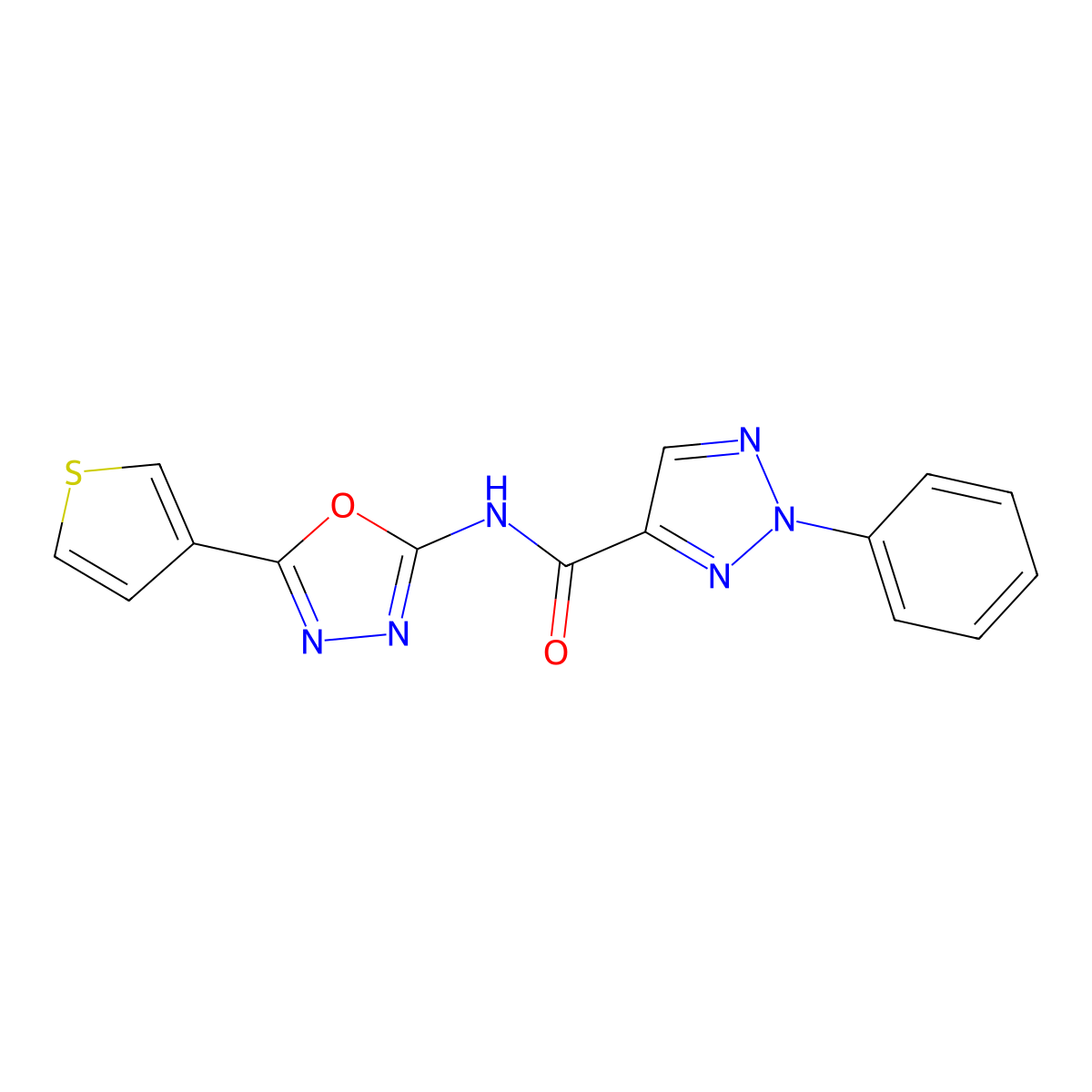 2-phenyl-N-(5-(thiophen-3-yl)-1,3,4-oxadiazol-2-yl)-2H-1,2,3-triazole-4-carboxamide molecular structure, CAS 1323687-94-0