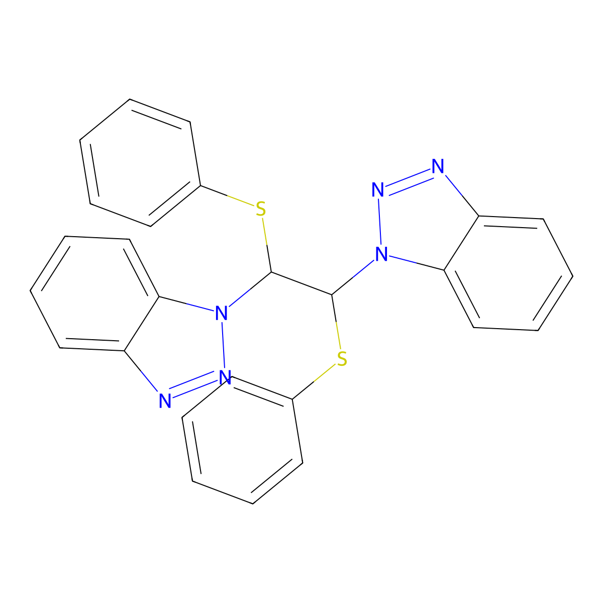 1-[2-(1H-1,2,3-Benzotriazol-1-yl)-1,2-bis(phenylsulfanyl)ethyl]-1H-1,2,3-benzotriazole molecular structure, CAS 132369-07-4