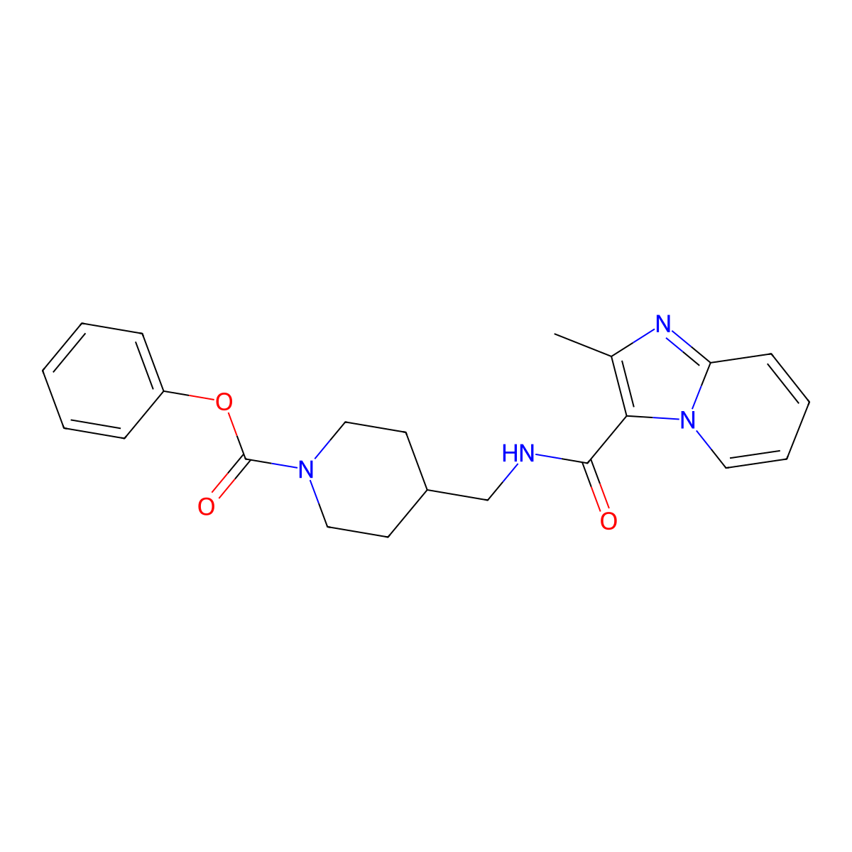 Phenyl 4-((2-methylimidazo[1,2-a]pyridine-3-carboxamido)methyl)piperidine-1-carboxylate molecular structure, CAS 1323695-41-5