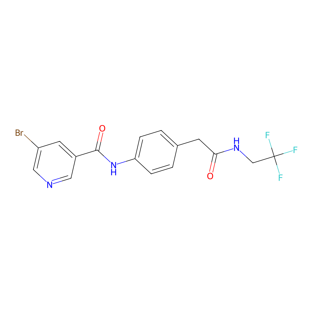 5-bromo-N-(4-(2-oxo-2-((2,2,2-trifluoroethyl)amino)ethyl)phenyl)nicotinamide molecular structure, CAS 1323696-31-6