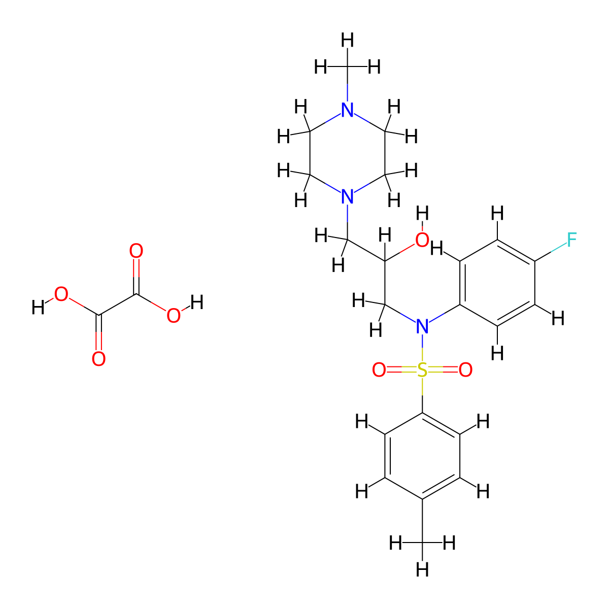 N-(4-fluorophenyl)-N-(2-hydroxy-3-(4-methylpiperazin-1-yl)propyl)-4-methylbenzenesulfonamide oxalate molecular structure, CAS 1323697-82-0