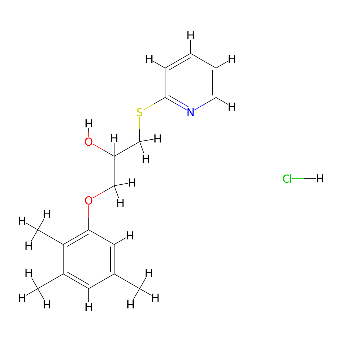 1-(Pyridin-2-ylthio)-3-(2,3,5-trimethylphenoxy)propan-2-ol hydrochloride molecular structure, CAS 1323697-85-3