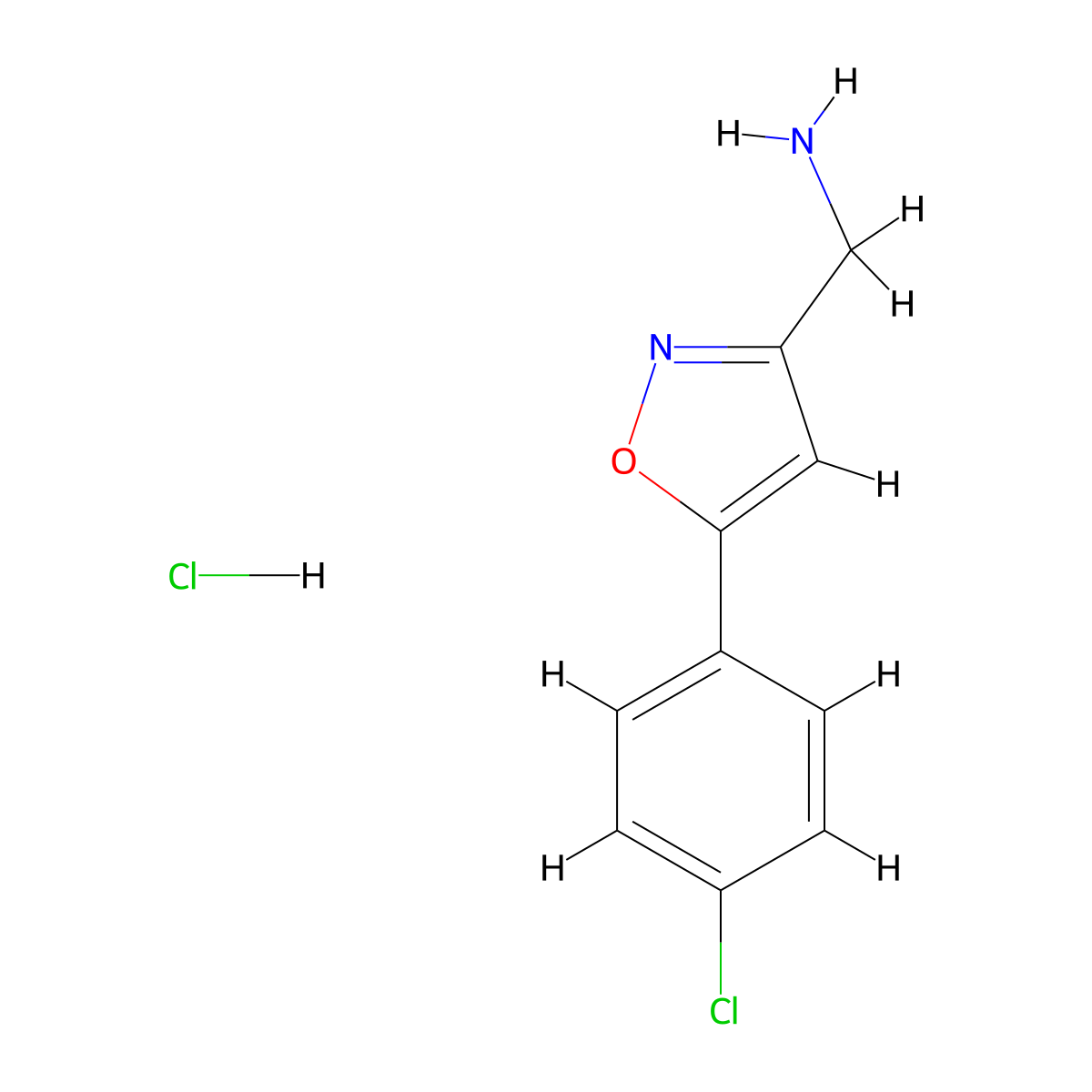 1-(5-(4-Chlorophenyl)-1,2-oxazol-3-yl)methanamine hydrochloride molecular structure, CAS 1323699-63-3
