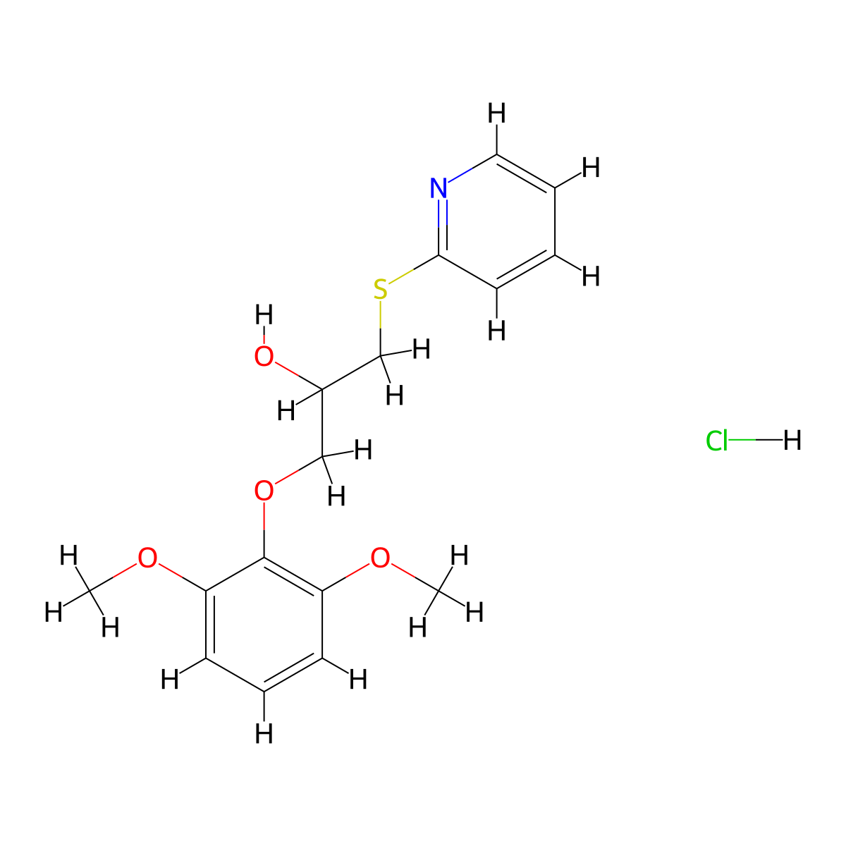 1-(2,6-Dimethoxyphenoxy)-3-(pyridin-2-ylthio)propan-2-ol hydrochloride molecular structure, CAS 1323699-64-4
