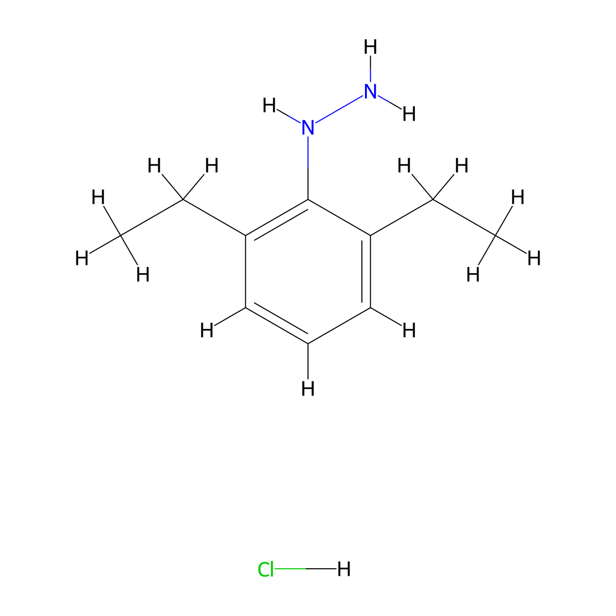 (2,6-Diethylphenyl)hydrazine hydrochloride molecular structure, CAS 132370-95-7