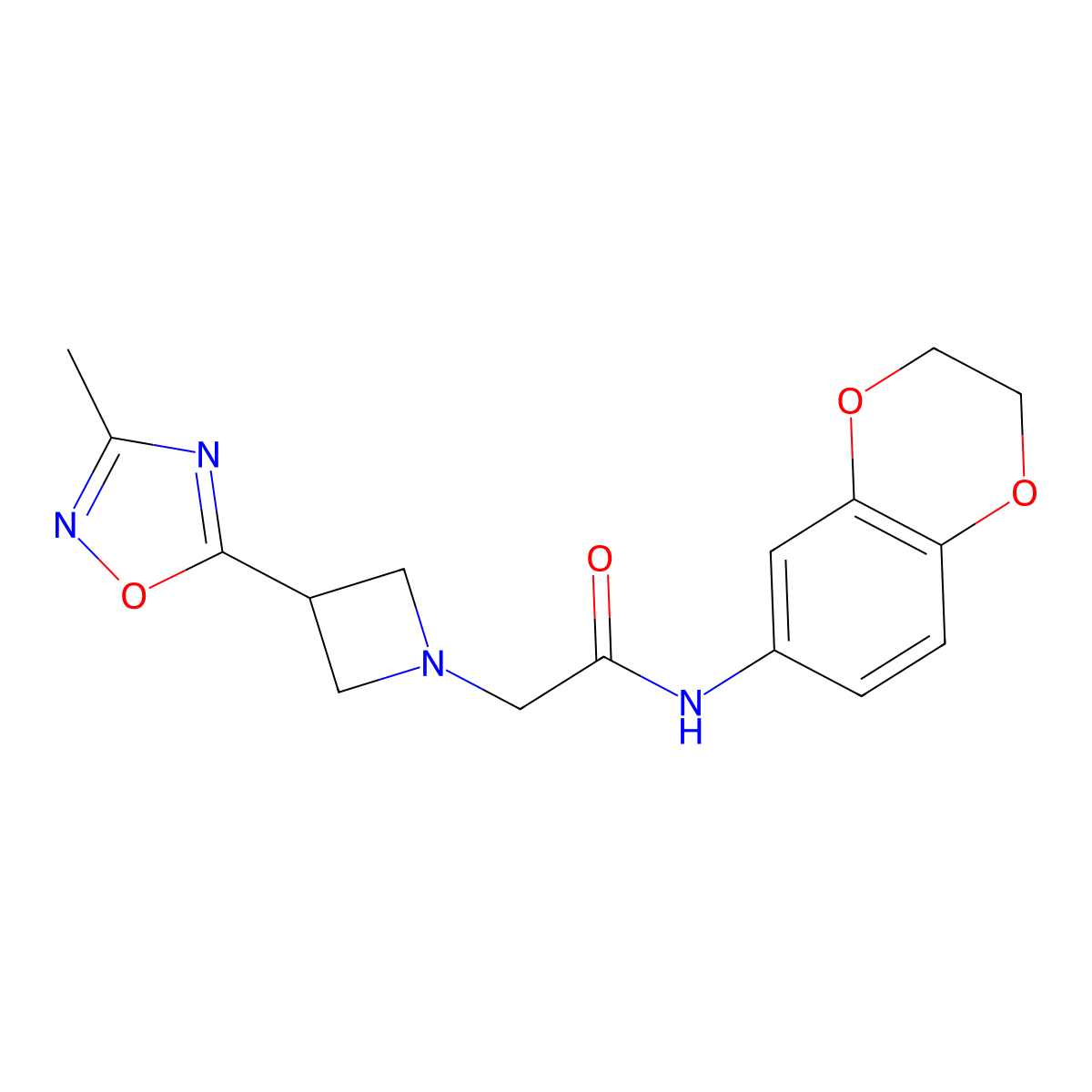 N-(2,3-dihydro-1,4-benzodioxin-6-yl)-2-[3-(3-methyl-1,2,4-oxadiazol-5-yl)azetidin-1-yl]acetamide molecular structure, CAS 1323706-14-4