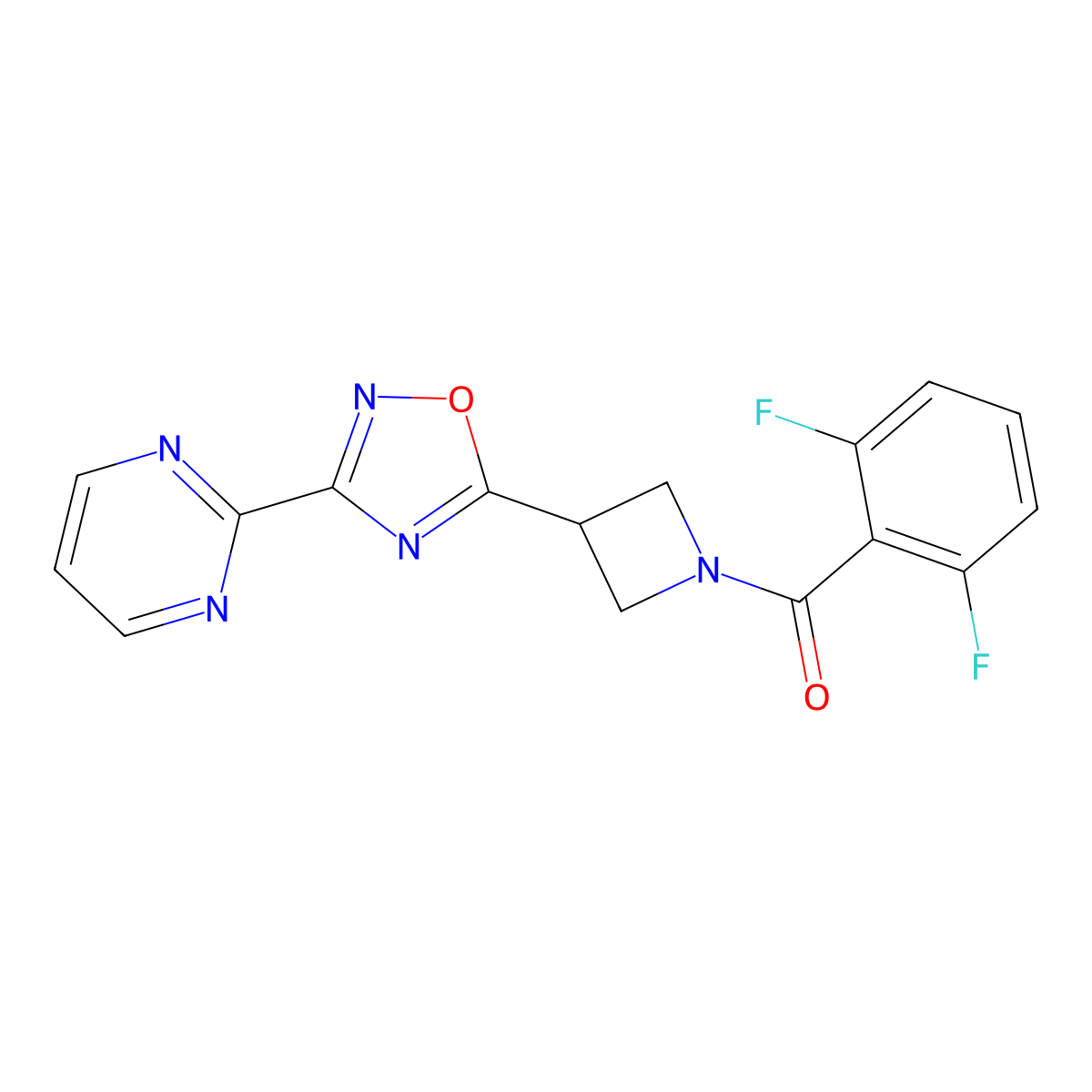 (2,6-Difluorophenyl)(3-(3-(pyrimidin-2-yl)-1,2,4-oxadiazol-5-yl)azetidin-1-yl)methanone molecular structure, CAS 1323706-33-7