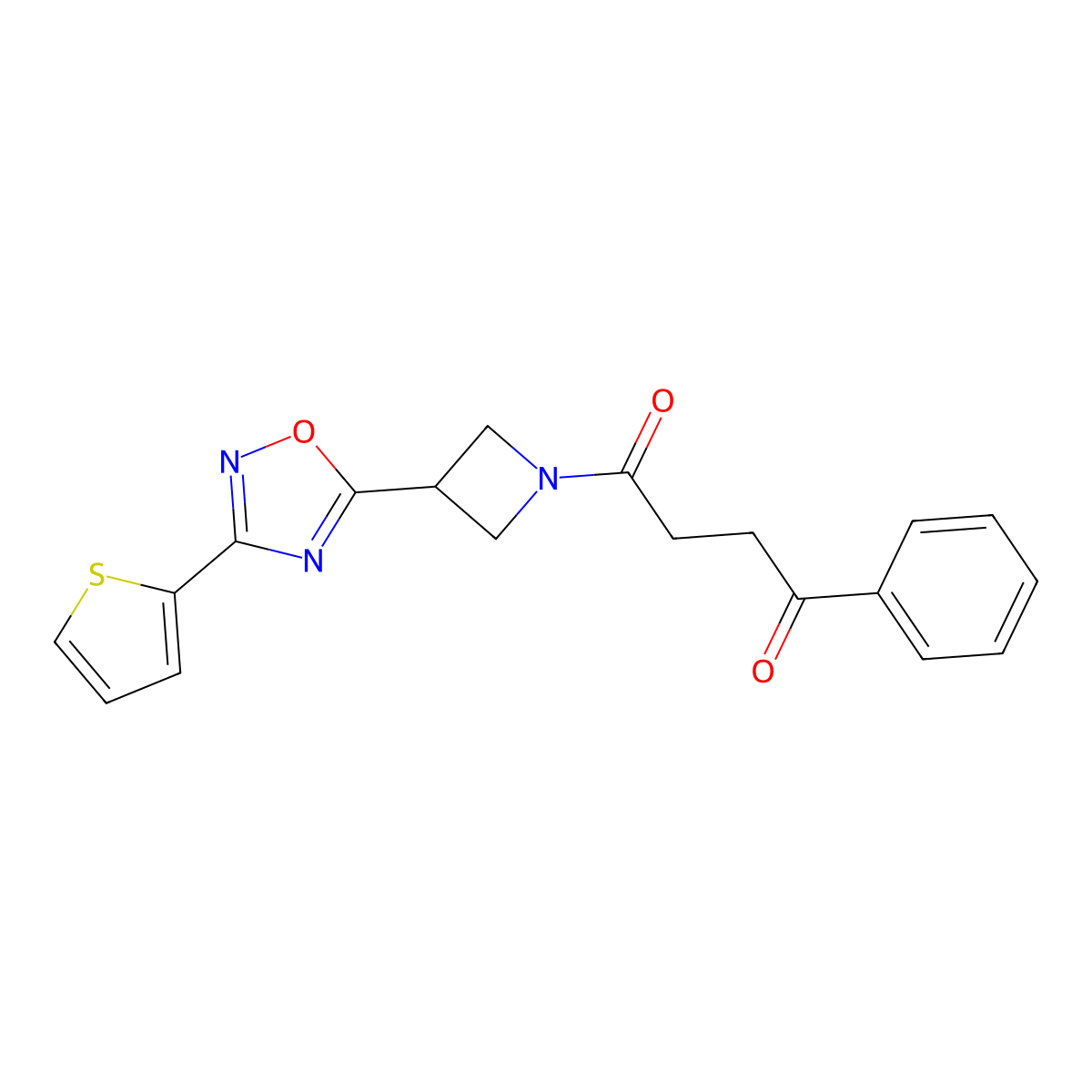 1-Phenyl-4-{3-[3-(thiophen-2-YL)-1,2,4-oxadiazol-5-YL]azetidin-1-YL}butane-1,4-dione molecular structure, CAS 1323706-67-7