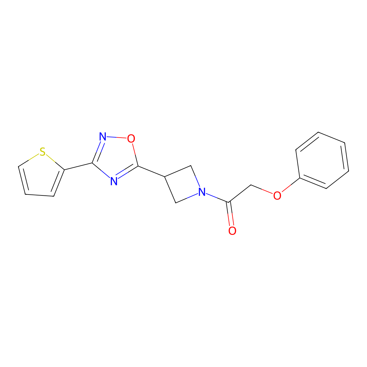2-Phenoxy-1-(3-(3-(thiophen-2-yl)-1,2,4-oxadiazol-5-yl)azetidin-1-yl)ethanone molecular structure, CAS 1323706-85-9