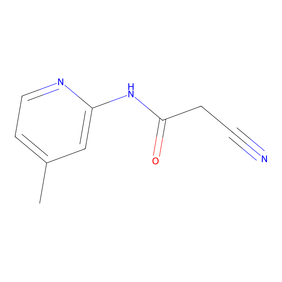 2-cyano-N-(4-methylpyridin-2-yl)acetamide molecular structure, CAS 132371-14-3