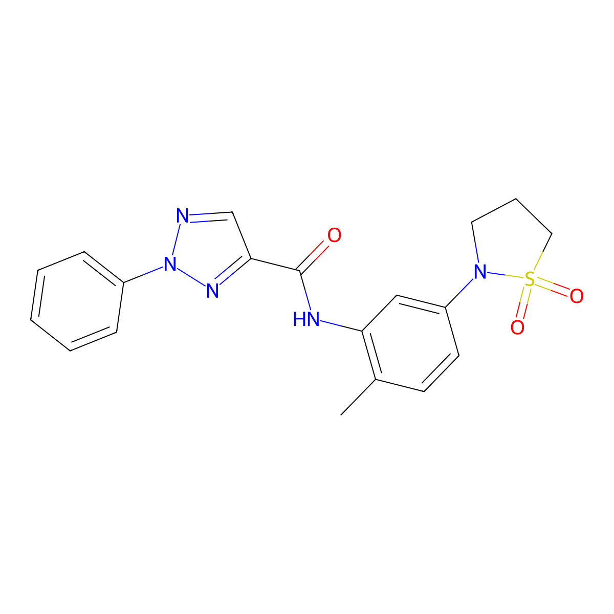 N-(5-(1,1-dioxidoisothiazolidin-2-yl)-2-methylphenyl)-2-phenyl-2H-1,2,3-triazole-4-carboxamide molecular structure, CAS 1323713-65-0