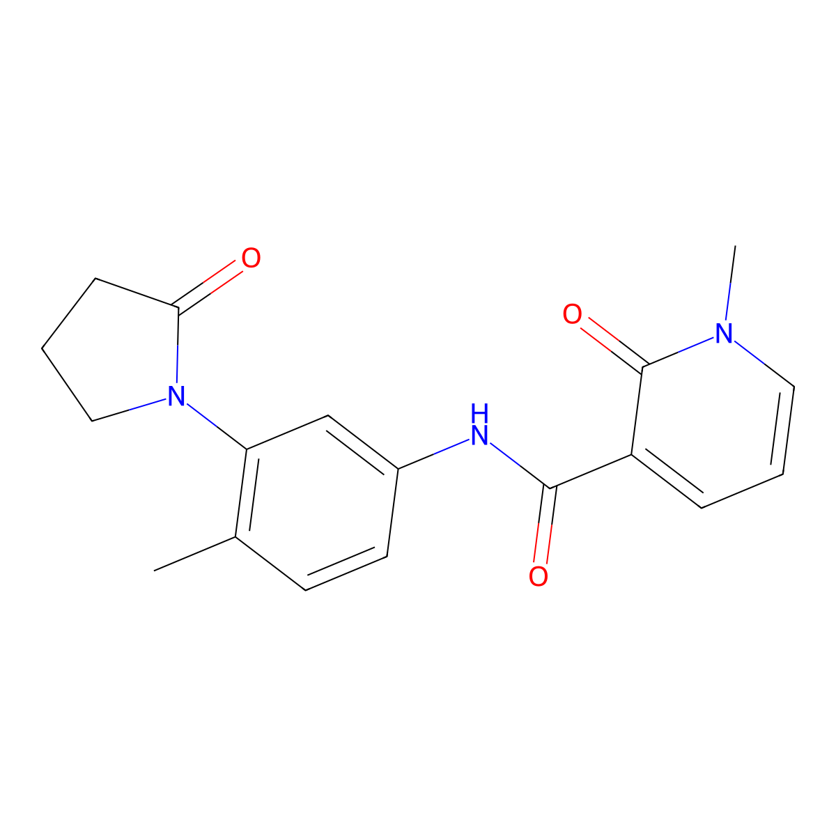 1-methyl-N-[4-methyl-3-(2-oxopyrrolidin-1-yl)phenyl]-2-oxo-1,2-dihydropyridine-3-carboxamide molecular structure, CAS 1323713-98-9