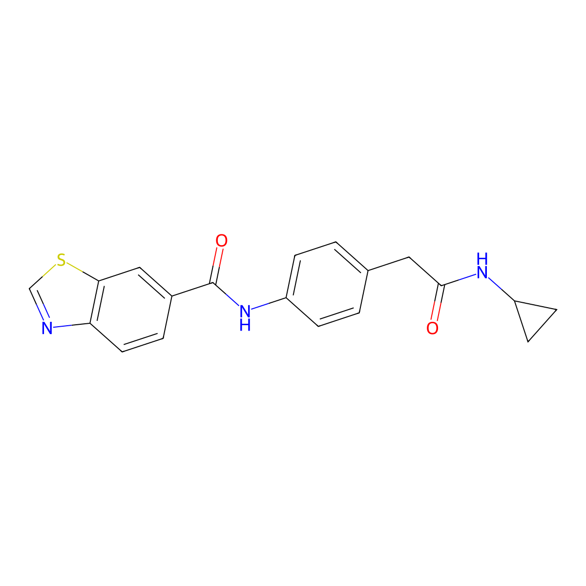 N-(4-(2-(cyclopropylamino)-2-oxoethyl)phenyl)benzo[d]thiazole-6-carboxamide molecular structure, CAS 1323715-26-9