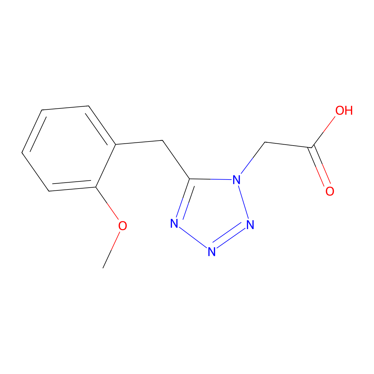[5-(2-Methoxy-benzyl)-tetrazol-1-yl]-acetic acid molecular structure, CAS 132372-82-8