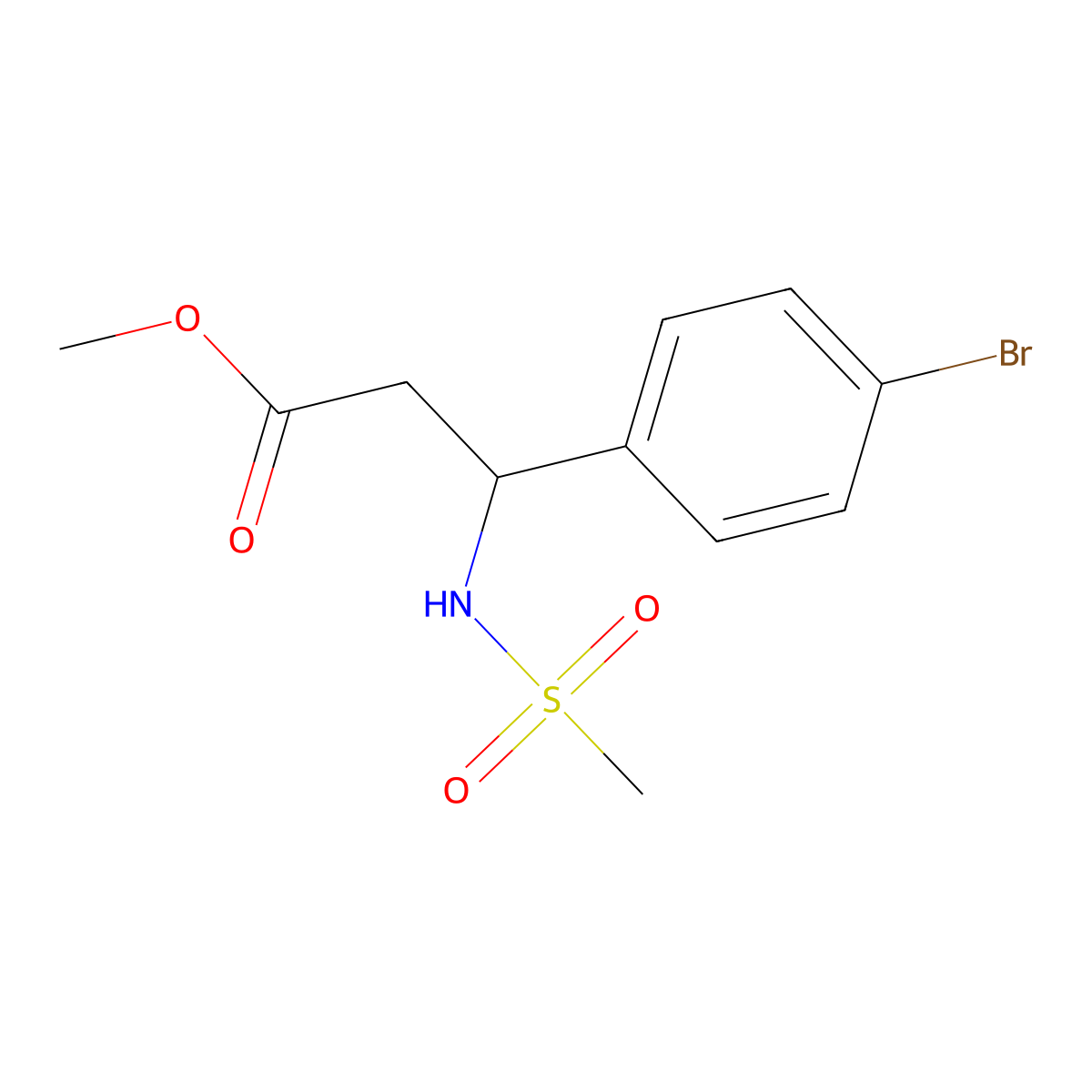 Methyl 3-(4-bromophenyl)-3-methanesulfonamidopropanoate molecular structure, CAS 1323733-30-7