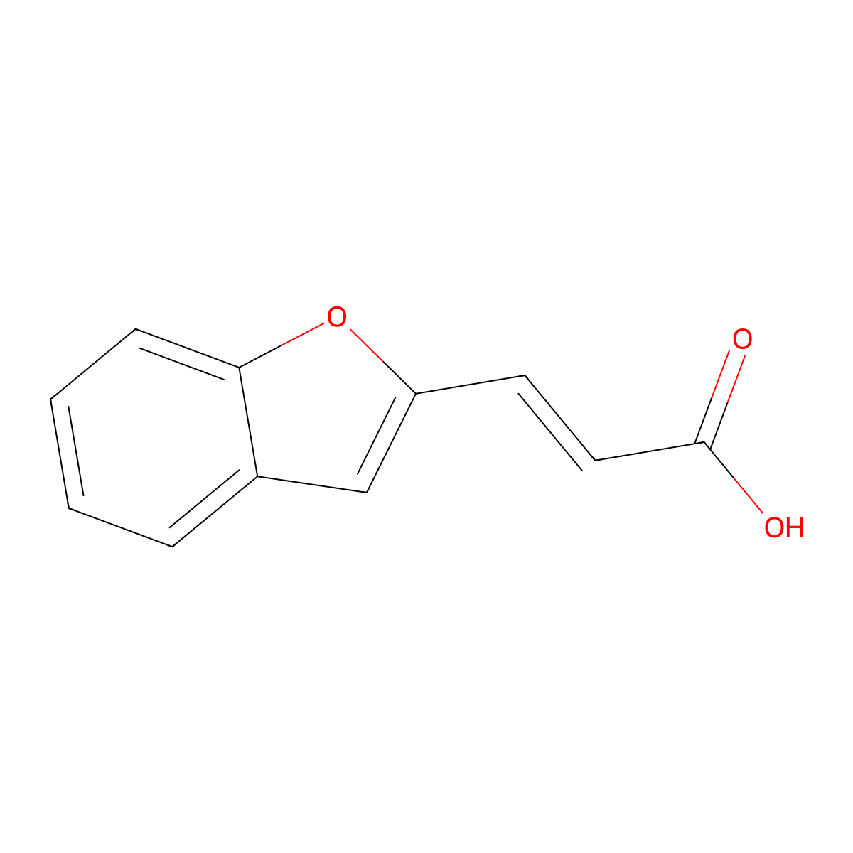 (2E)-3-(1-benzofuran-2-yl)prop-2-enoic acid molecular structure, CAS 132376-67-1