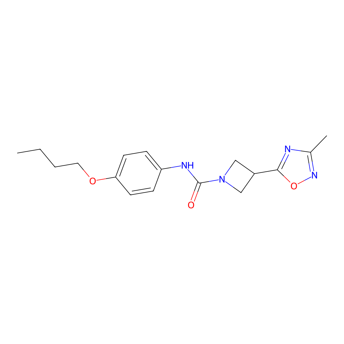 N-(4-butoxyphenyl)-3-(3-methyl-1,2,4-oxadiazol-5-yl)azetidine-1-carboxamide molecular structure, CAS 1323776-08-4