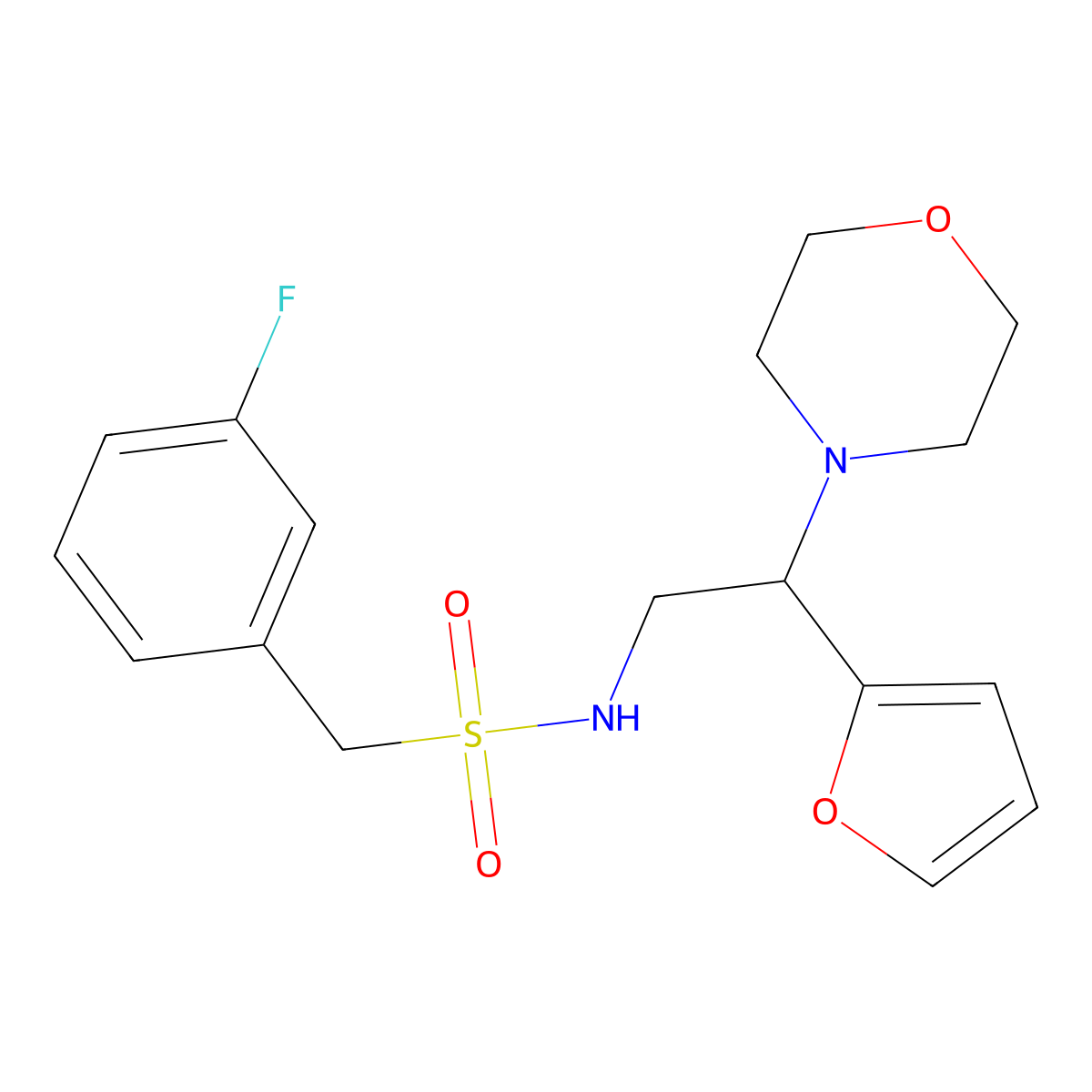 1-(3-fluorophenyl)-N-[2-(furan-2-yl)-2-(morpholin-4-yl)ethyl]methanesulfonamide molecular structure, CAS 1323792-65-9