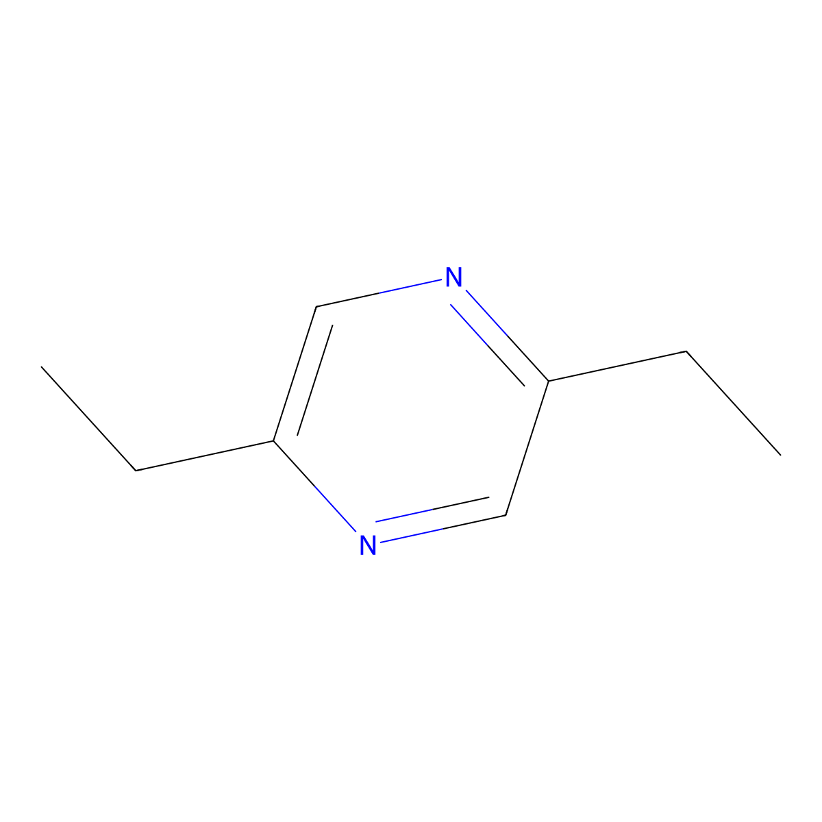 Pyrazine, 2,5-diethyl- molecular structure, CAS 13238-84-1