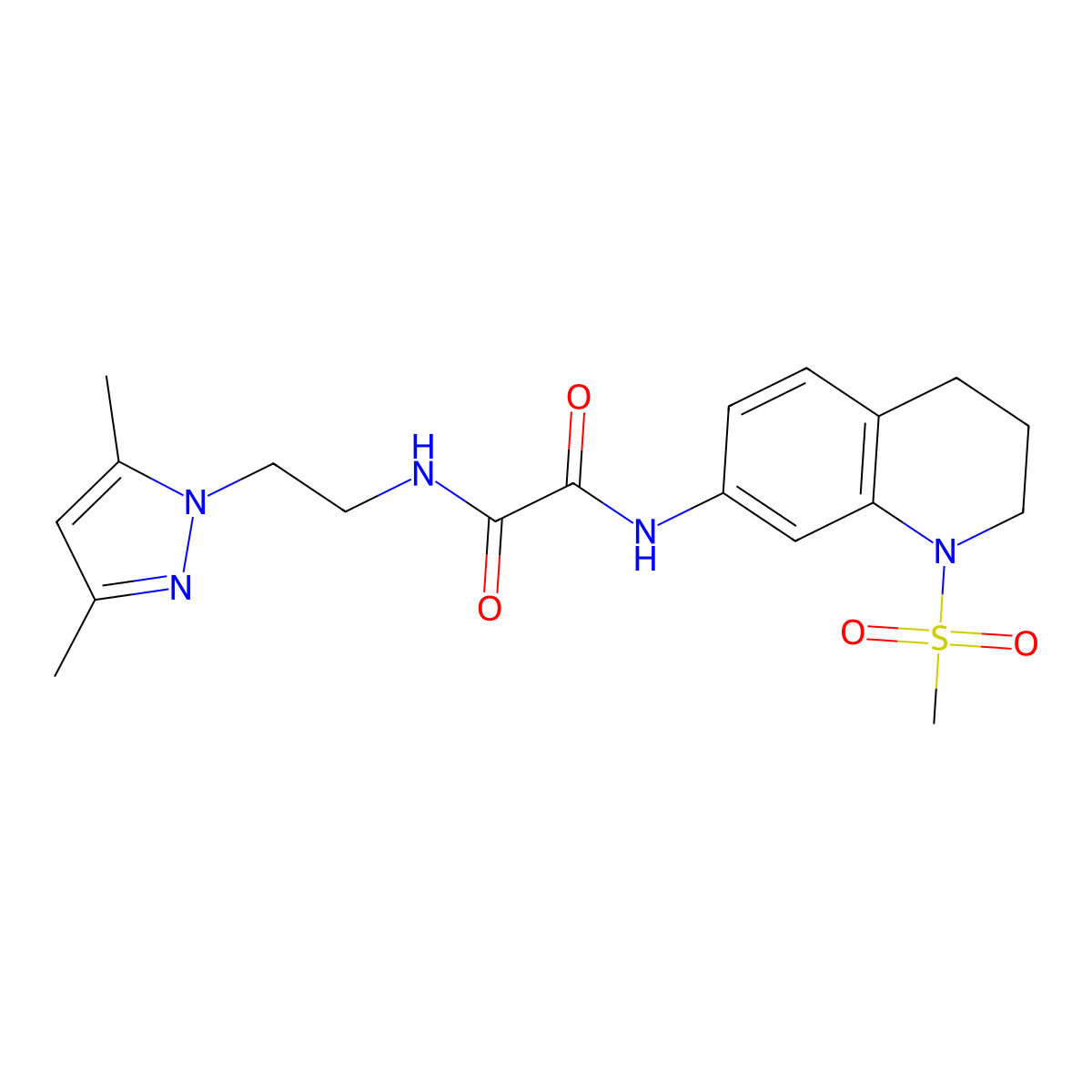 N1-(2-(3,5-dimethyl-1H-pyrazol-1-yl)ethyl)-N2-(1-(methylsulfonyl)-1,2,3,4-tetrahydroquinolin-7-yl)oxalamide molecular structure, CAS 1323824-90-3