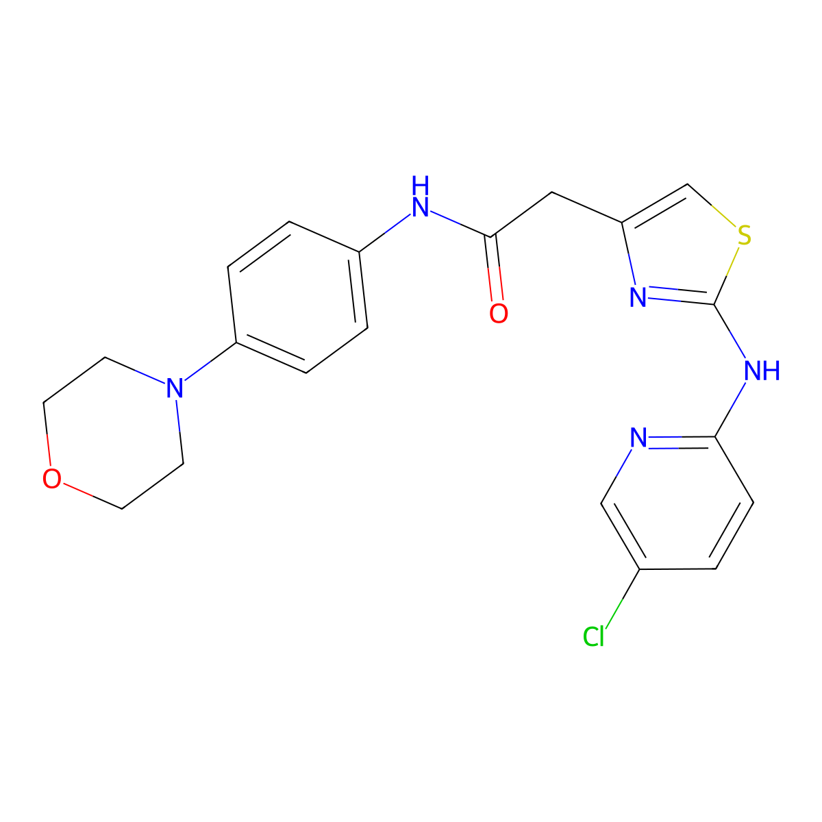 2-(2-((5-chloropyridin-2-yl)amino)thiazol-4-yl)-N-(4-morpholinophenyl)acetamide molecular structure, CAS 1323825-91-7