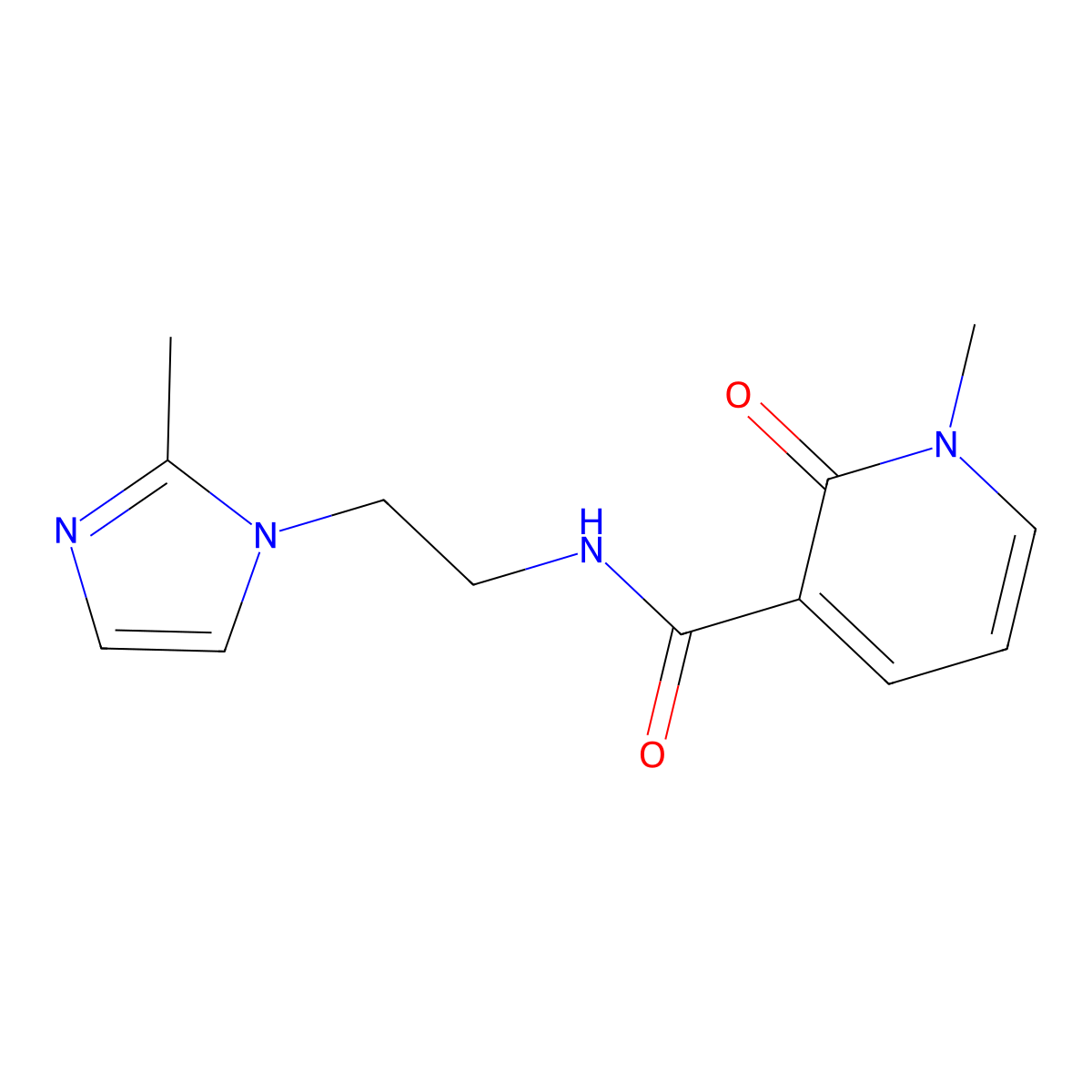1-methyl-N-[2-(2-methyl-1H-imidazol-1-yl)ethyl]-2-oxo-1,2-dihydropyridine-3-carboxamide molecular structure, CAS 1323825-94-0
