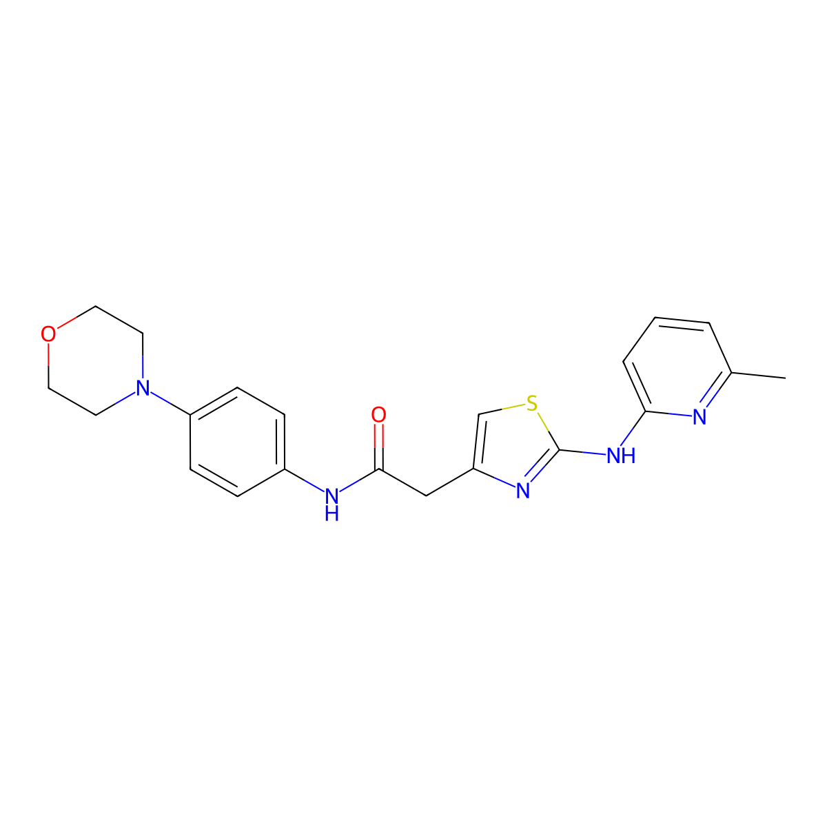 2-(2-((6-methylpyridin-2-yl)amino)thiazol-4-yl)-N-(4-morpholinophenyl)acetamide molecular structure, CAS 1323851-01-9