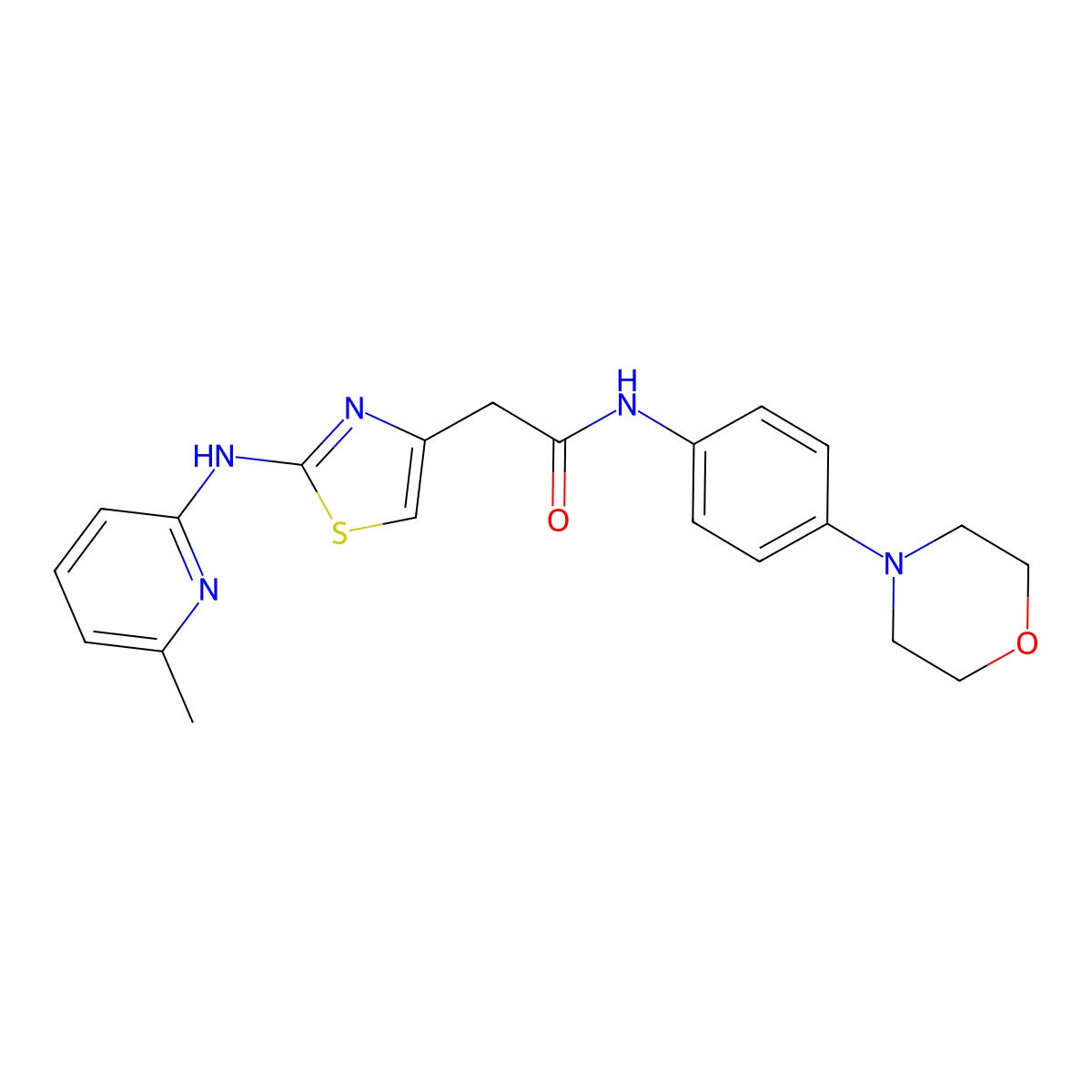 2-(2-((6-methylpyridin-2-yl)amino)thiazol-4-yl)-N-(4-morpholinophenyl)acetamide molecular structure, CAS 1323851-01-9