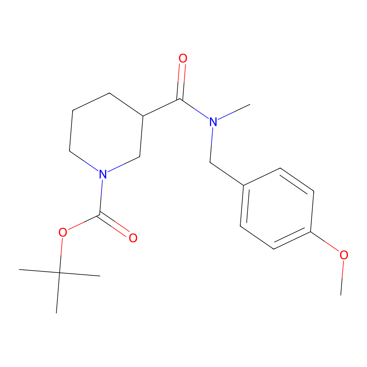 tert-Butyl 3-((4-methoxybenzyl)(methyl)carbamoyl)piperidine-1-carboxylate molecular structure, CAS 1323853-78-6