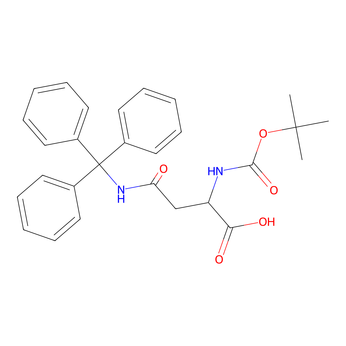 Boc-Asn(Trt)-OH molecular structure, CAS 132388-68-2