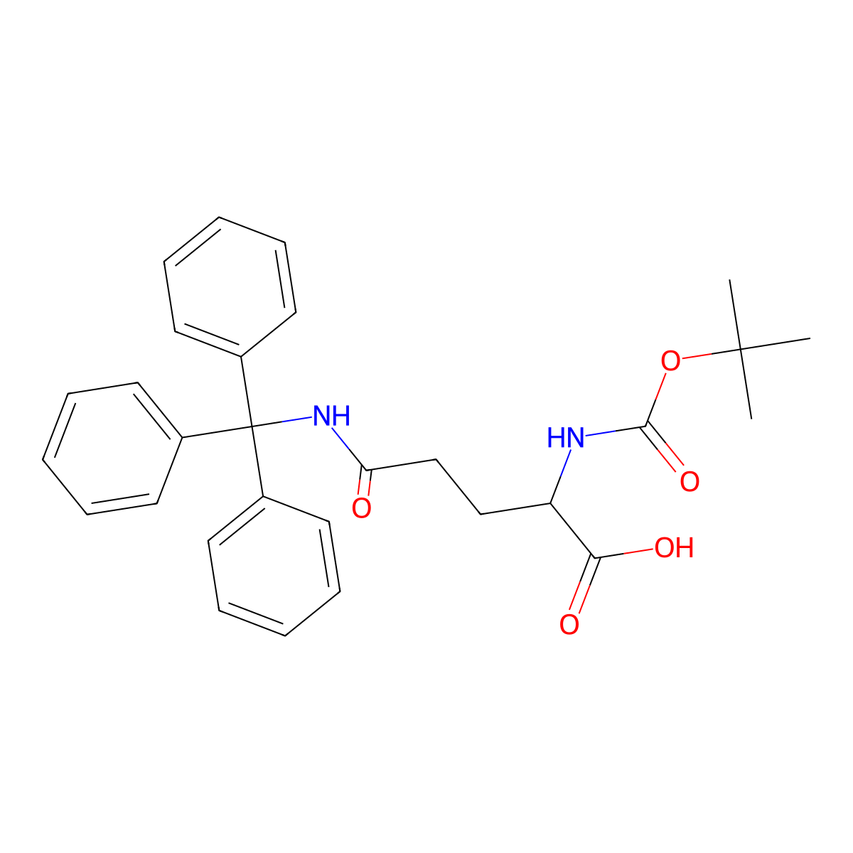 N~2~-(tert-Butoxycarbonyl)-N-(triphenylmethyl)-L-glutamine molecular structure, CAS 132388-69-3