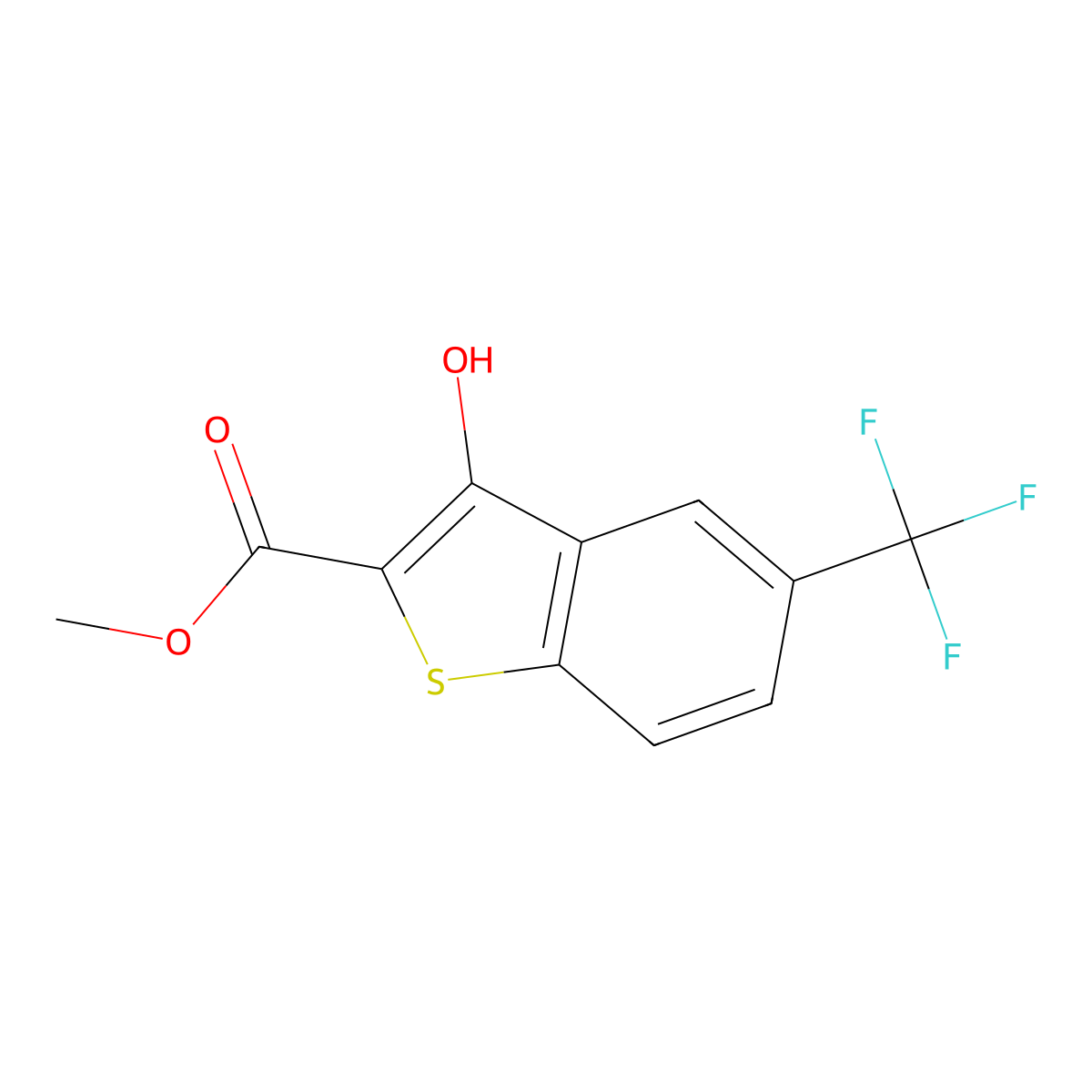Methyl 3-hydroxy-5-(trifluoromethyl)benzo[b]thiophene-2-carboxylate molecular structure, CAS 132389-09-4