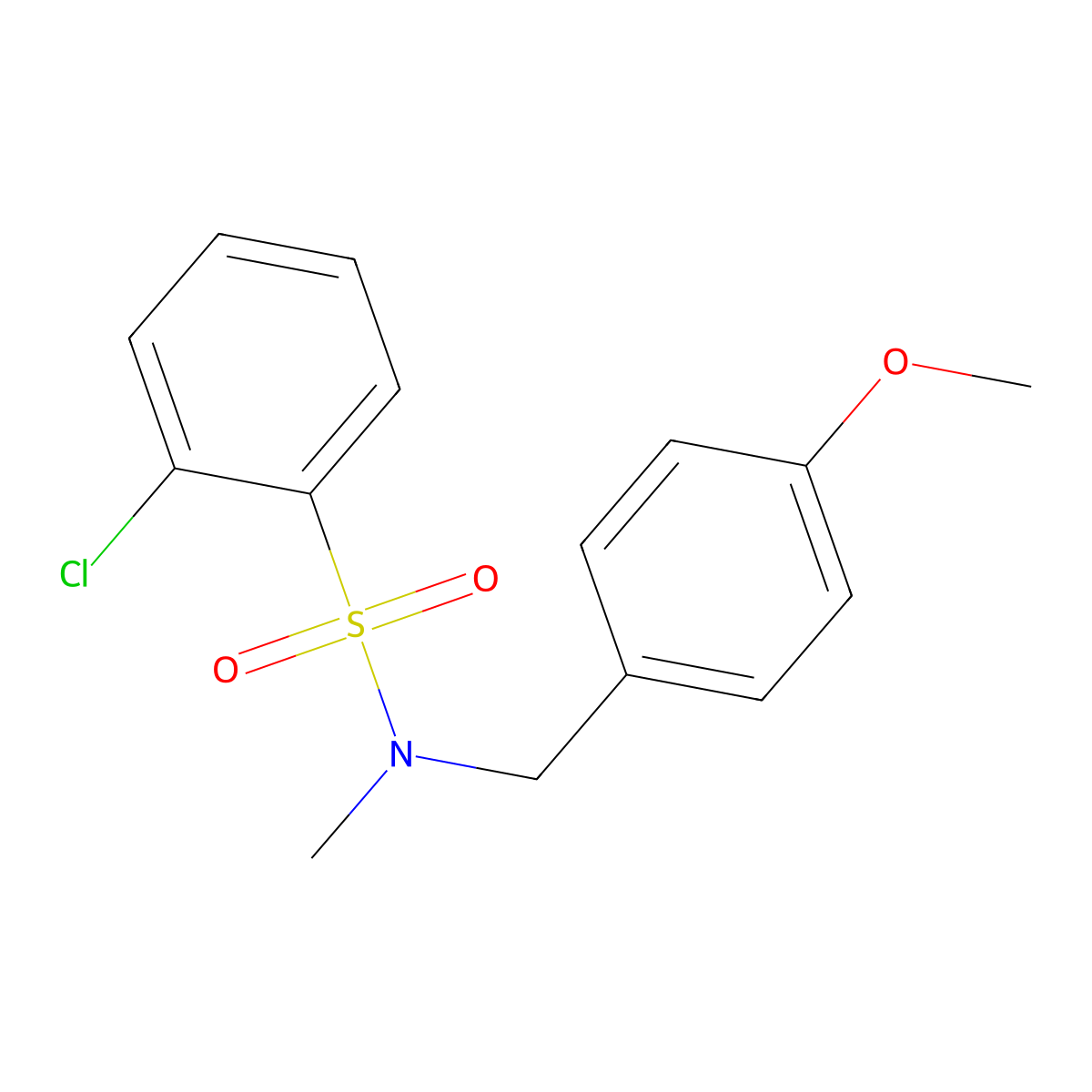 2-chloro-N-[(4-methoxyphenyl)methyl]-N-methylbenzene-1-sulfonamide molecular structure, CAS 1323902-06-2