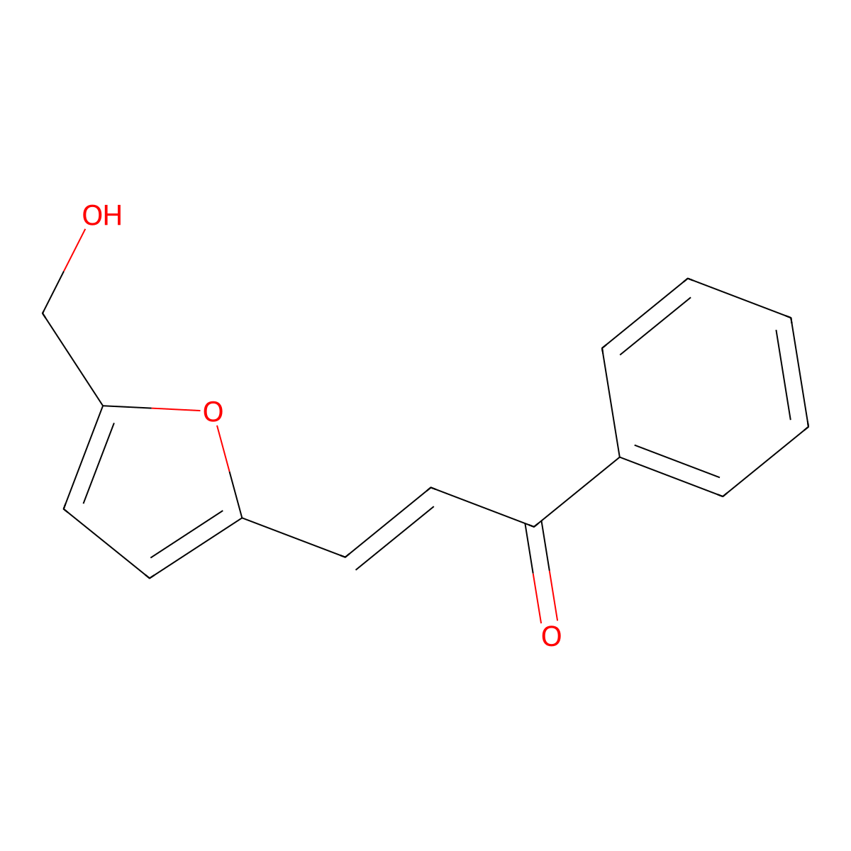 (2E)-3-[5-(hydroxymethyl)furan-2-yl]-1-phenylprop-2-en-1-one molecular structure, CAS 132391-04-9
