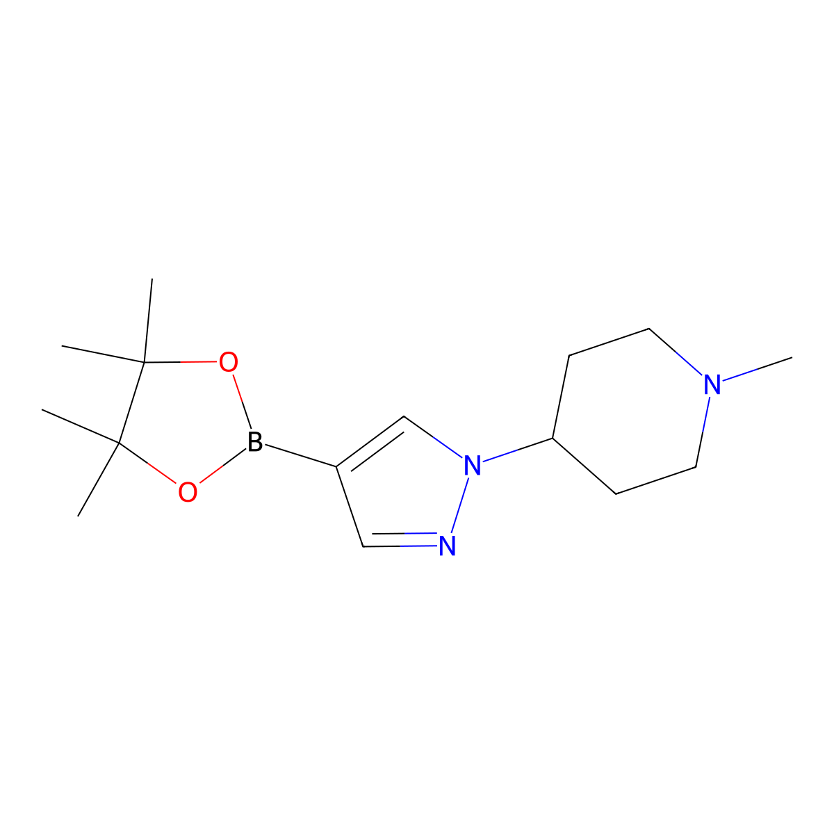 (1-(1-Methylpiperidin-4-yl)-1H-pyrazol-4-yl)boronic acid pinacol ester molecular structure, CAS 1323919-64-7