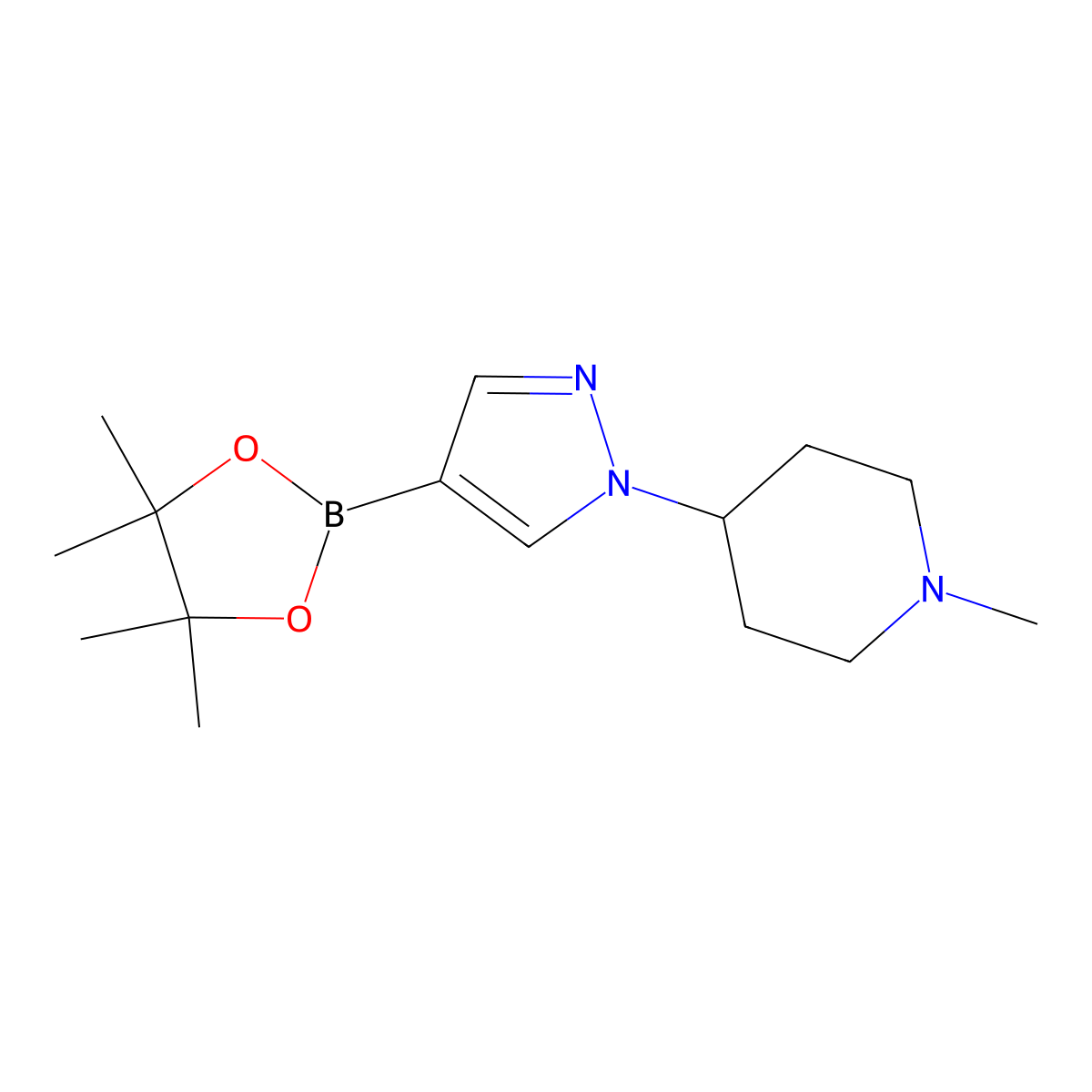 (1-(1-Methylpiperidin-4-yl)-1H-pyrazol-4-yl)boronic acid pinacol ester molecular structure, CAS 1323919-64-7