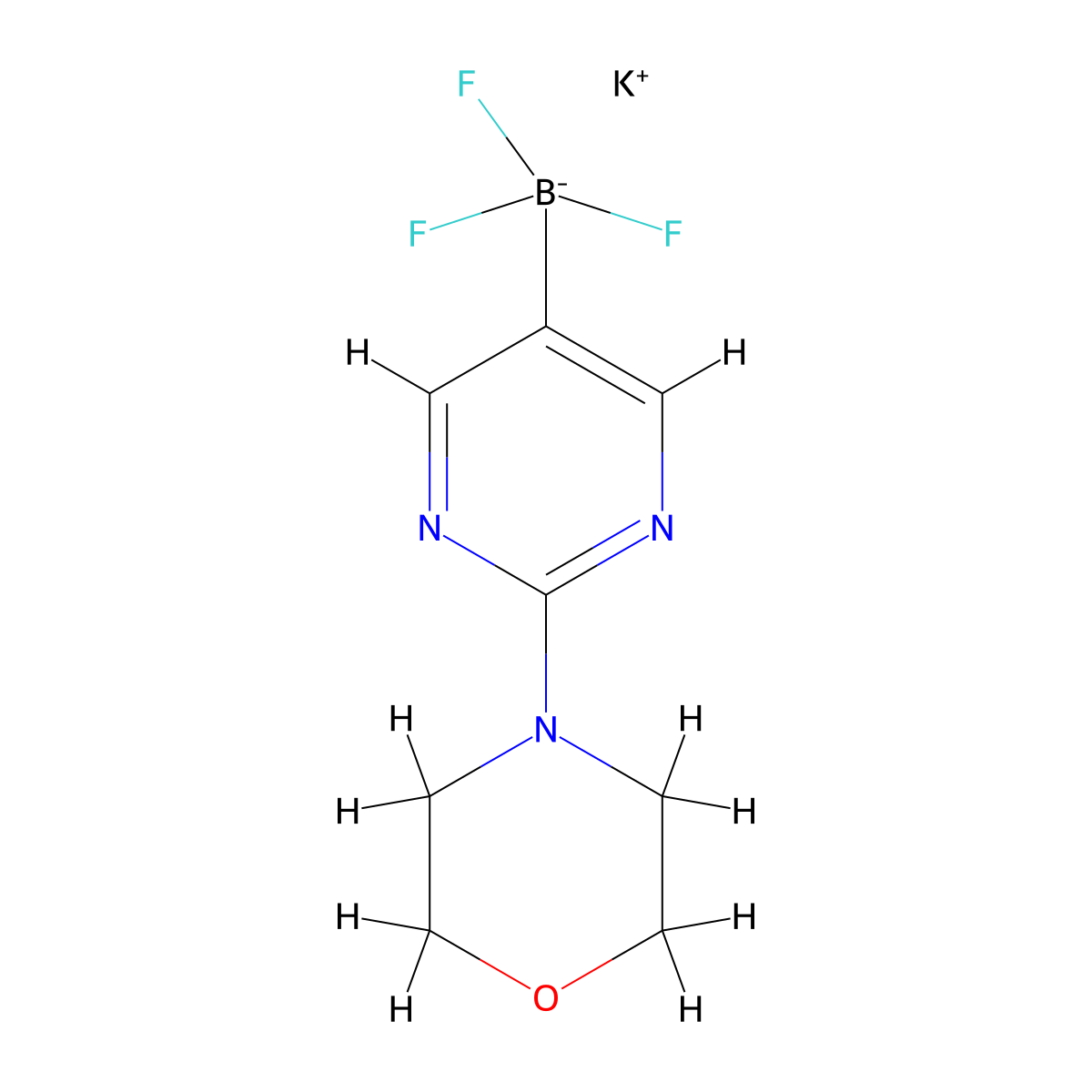 Potassium trifluoro[2-(morpholin-4-yl)pyrimidin-5-yl]boranuide molecular structure, CAS 1323952-11-9