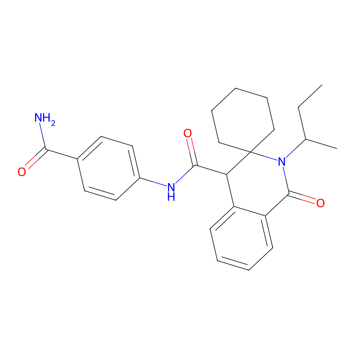 2'-(butan-2-yl)-N-(4-carbamoylphenyl)-1'-oxo-1',4'-dihydro-2'H-spiro[cyclohexane-1,3'-isoquinoline]-4'-carboxamide molecular structure, CAS 1323954-67-1