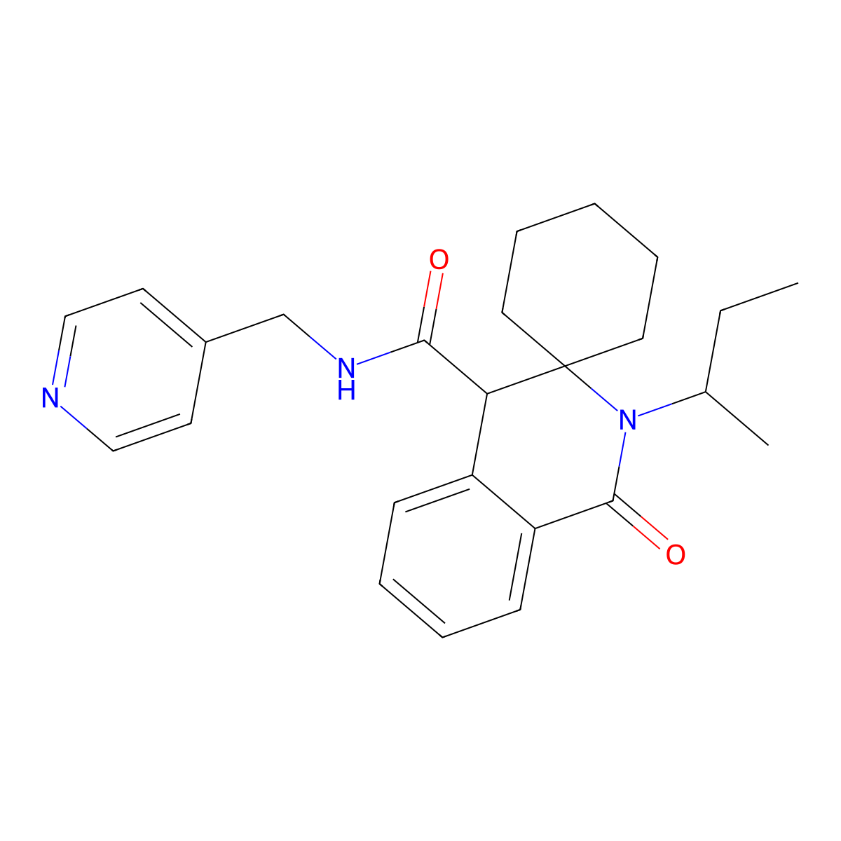 2'-(butan-2-yl)-1'-oxo-N-(pyridin-4-ylmethyl)-1',4'-dihydro-2'H-spiro[cyclohexane-1,3'-isoquinoline]-4'-carboxamide molecular structure, CAS 1323954-77-3