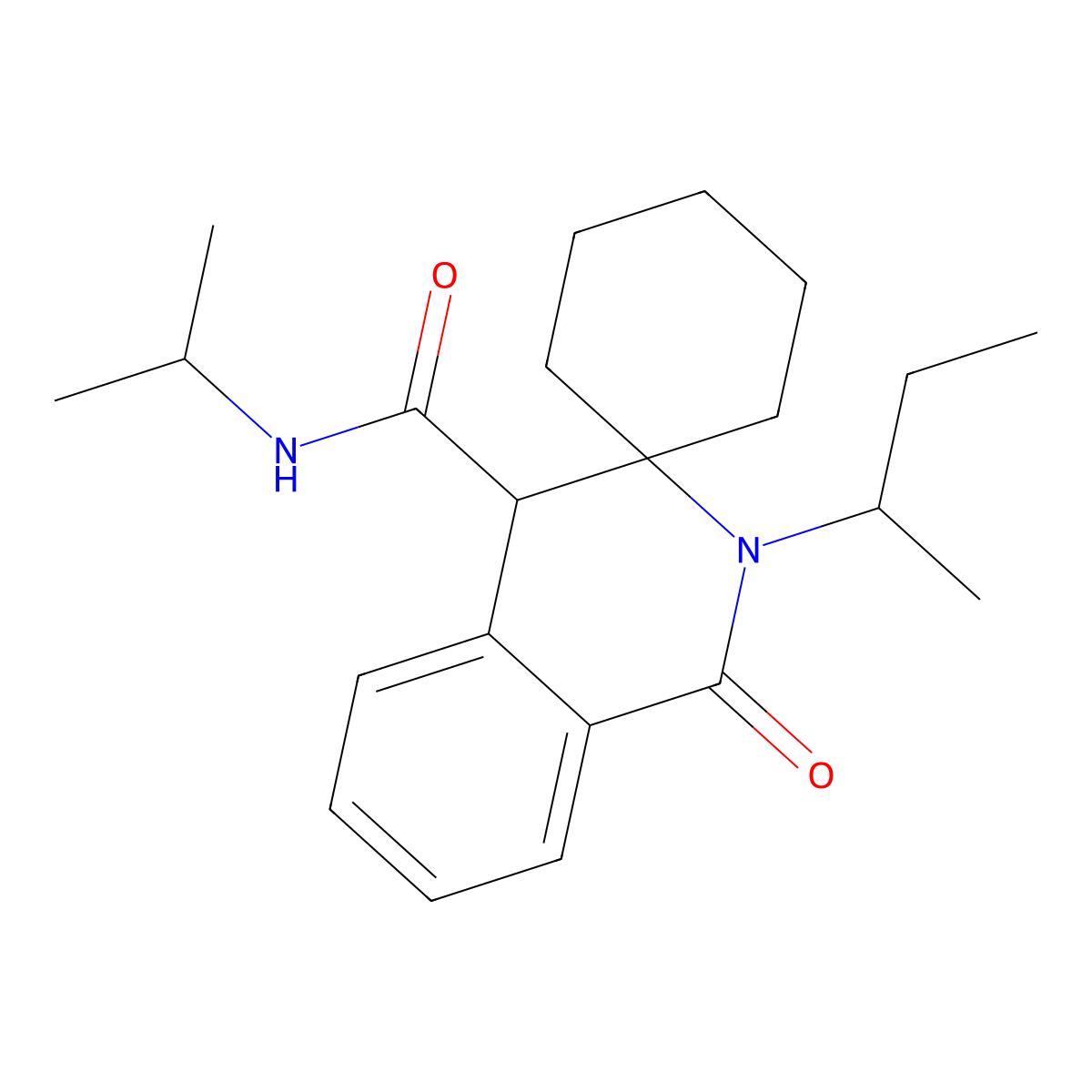 2'-(butan-2-yl)-1'-oxo-N-(propan-2-yl)-1',4'-dihydro-2'H-spiro[cyclohexane-1,3'-isoquinoline]-4'-carboxamide molecular structure, CAS 1323954-87-5