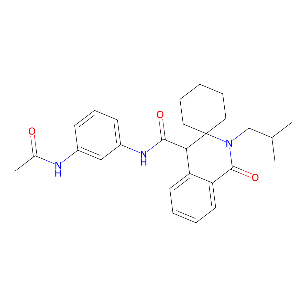 N-[3-(acetylamino)phenyl]-2'-(2-methylpropyl)-1'-oxo-1',4'-dihydro-2'H-spiro[cyclohexane-1,3'-isoquinoline]-4'-carboxamide molecular structure, CAS 1323955-04-9