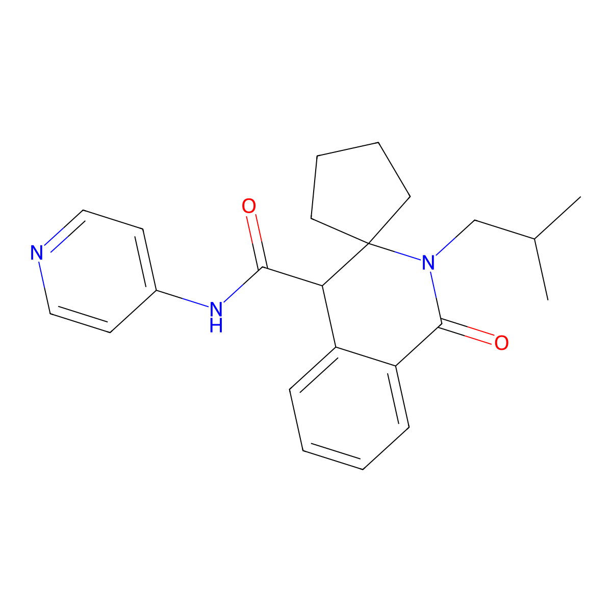2'-(2-methylpropyl)-1'-oxo-N-(pyridin-4-yl)-1',4'-dihydro-2'H-spiro[cyclopentane-1,3'-isoquinoline]-4'-carboxamide molecular structure, CAS 1323955-06-1