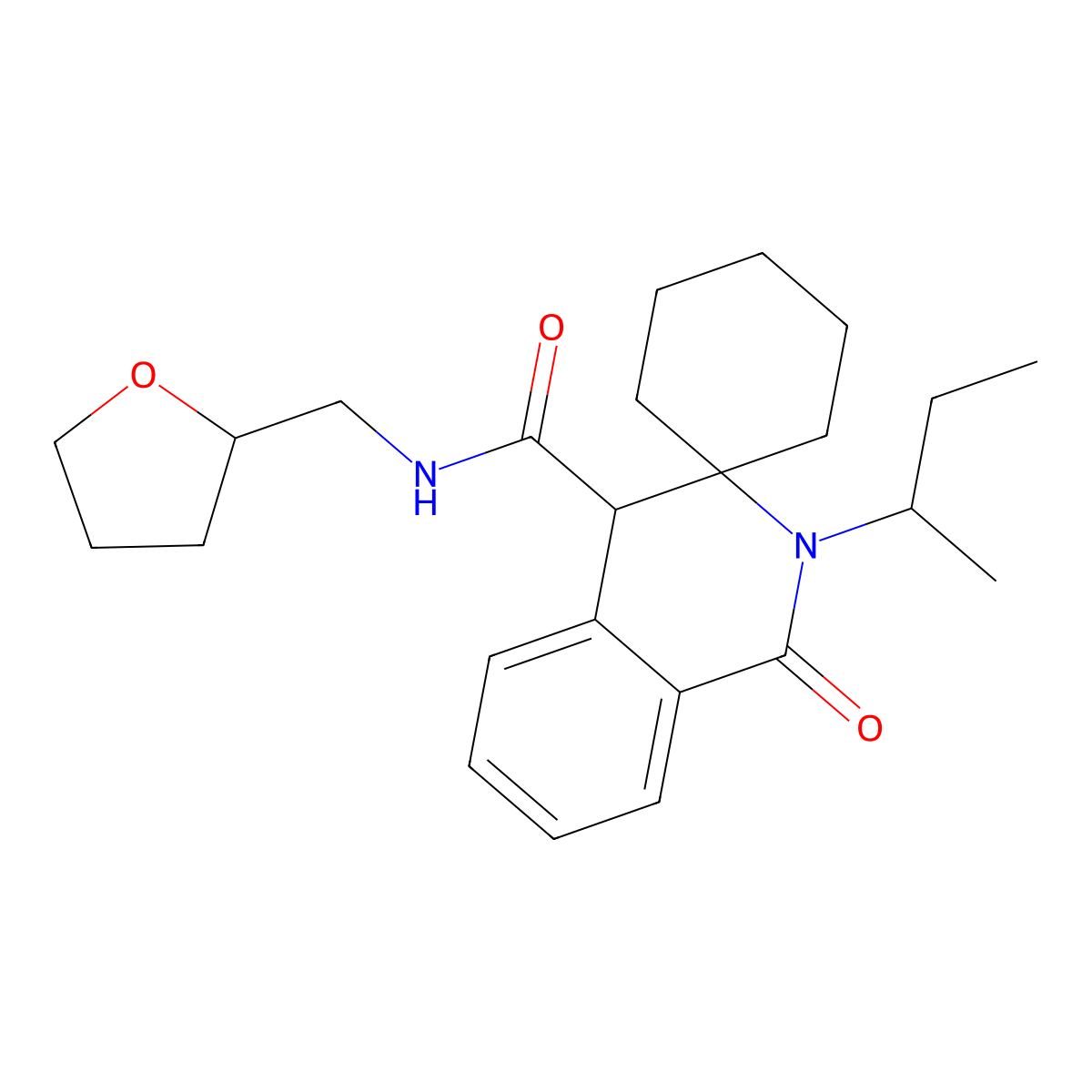 2'-(butan-2-yl)-1'-oxo-N-(tetrahydrofuran-2-ylmethyl)-1',4'-dihydro-2'H-spiro[cyclohexane-1,3'-isoquinoline]-4'-carboxamide molecular structure, CAS 1323955-22-1